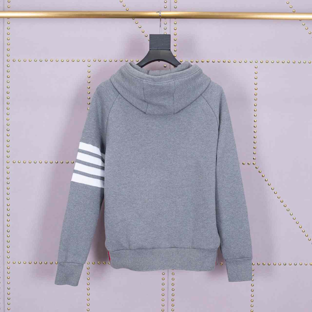 Thom Browne 4-Bar Zip-Up Cotton Hoodie - EUR FASHION