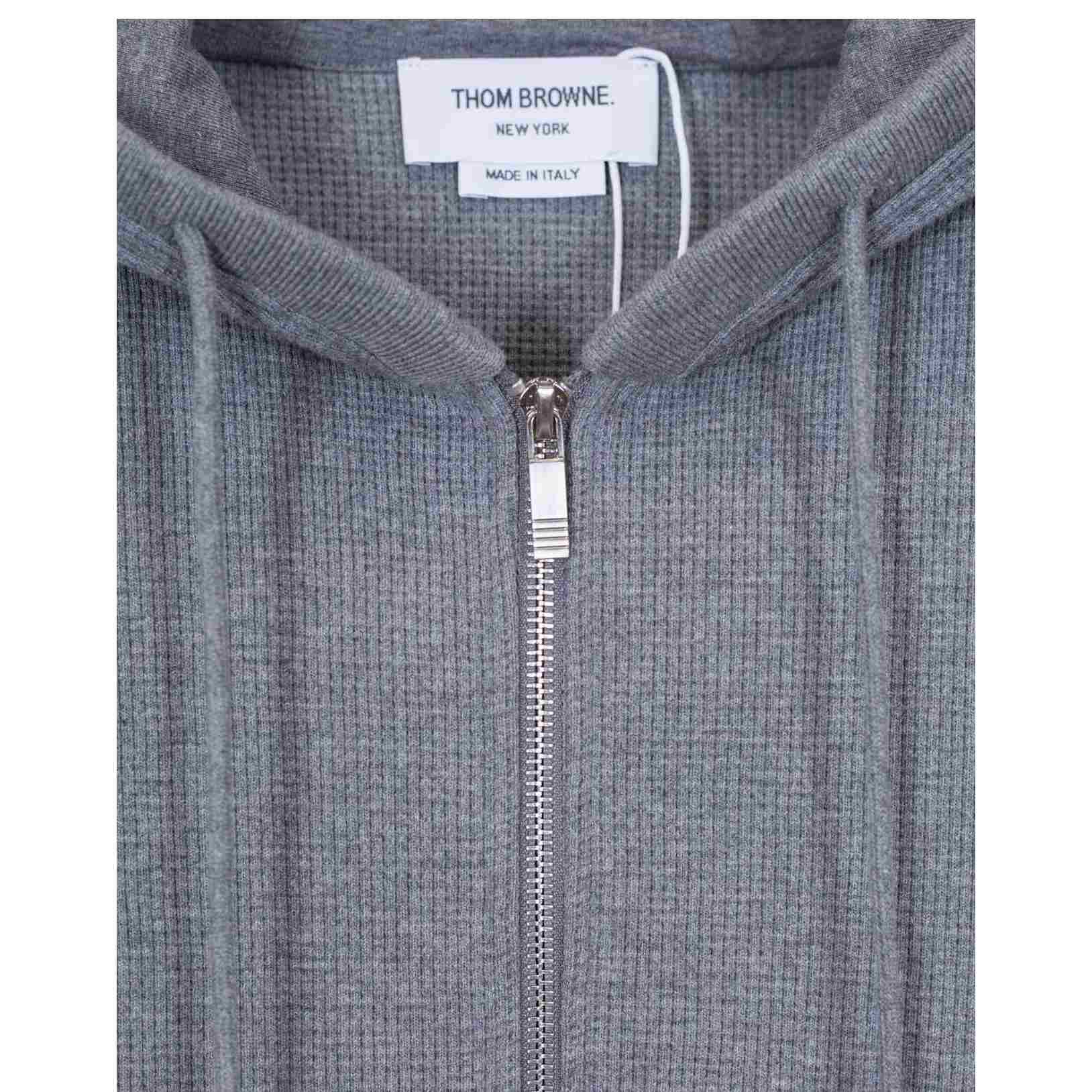 Thom Browne 4-Bar Zip-Up Cotton Hoodie - EUR FASHION