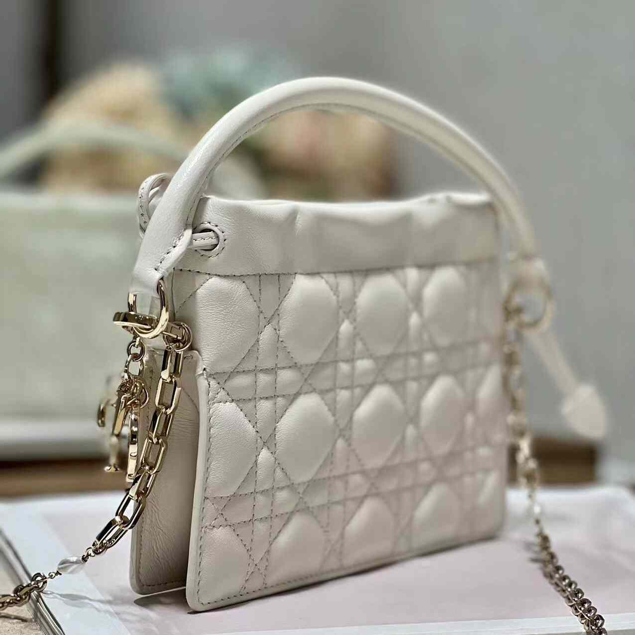 Dior Lady Dior Handle Drawstring Mini Bag - EUR FASHION