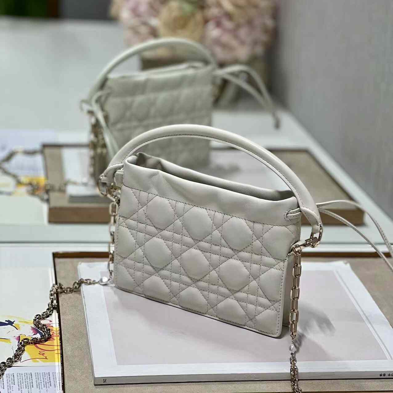 Dior Lady Dior Handle Drawstring Mini Bag - EUR FASHION