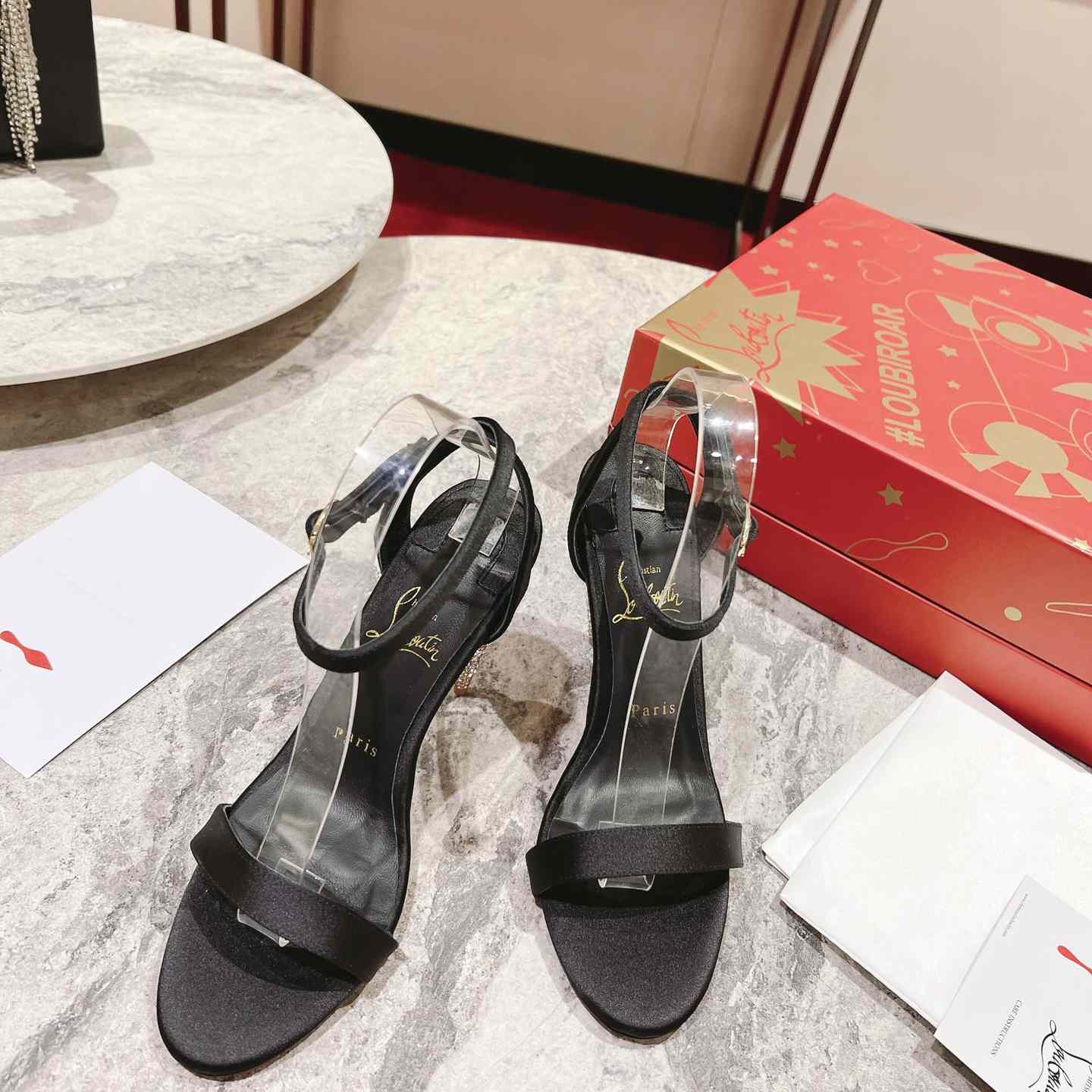 Christian Louboutin Lipstrass Queen Red Sole Ankle-Strap Sandals - EUR FASHION