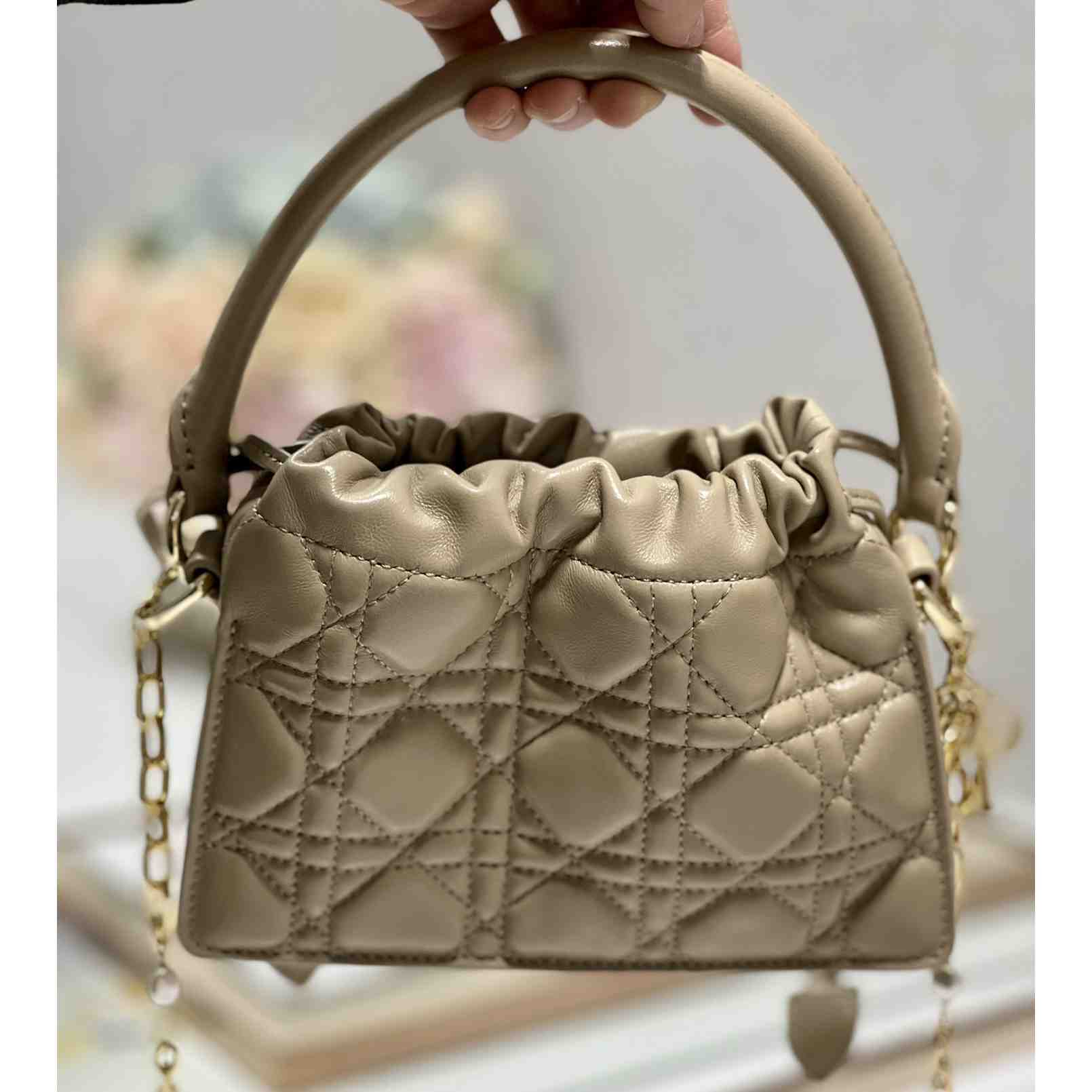 Dior Lady Dior Top Handle Drawstring Mini Bag - EUR FASHION