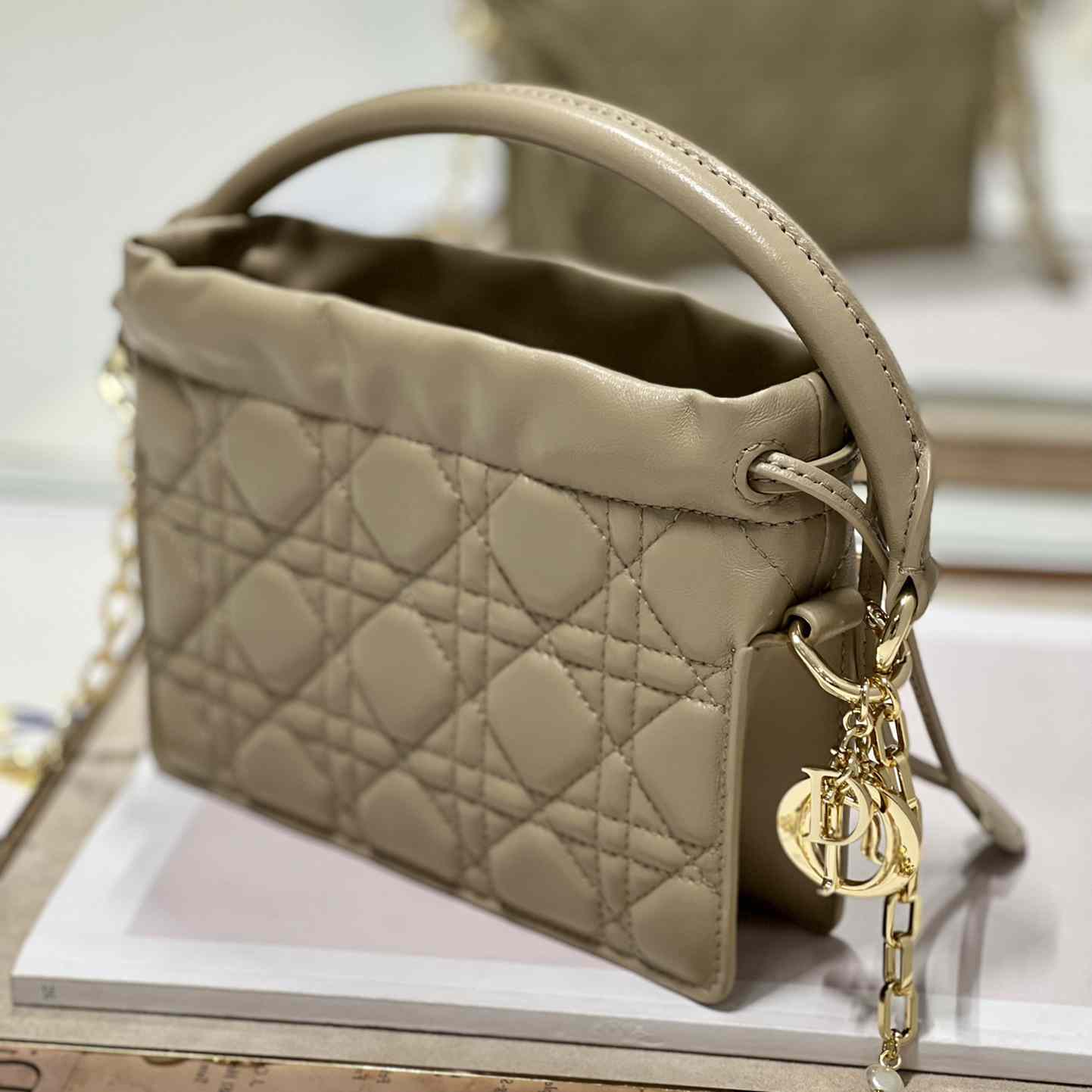 Dior Lady Dior Top Handle Drawstring Mini Bag - EUR FASHION
