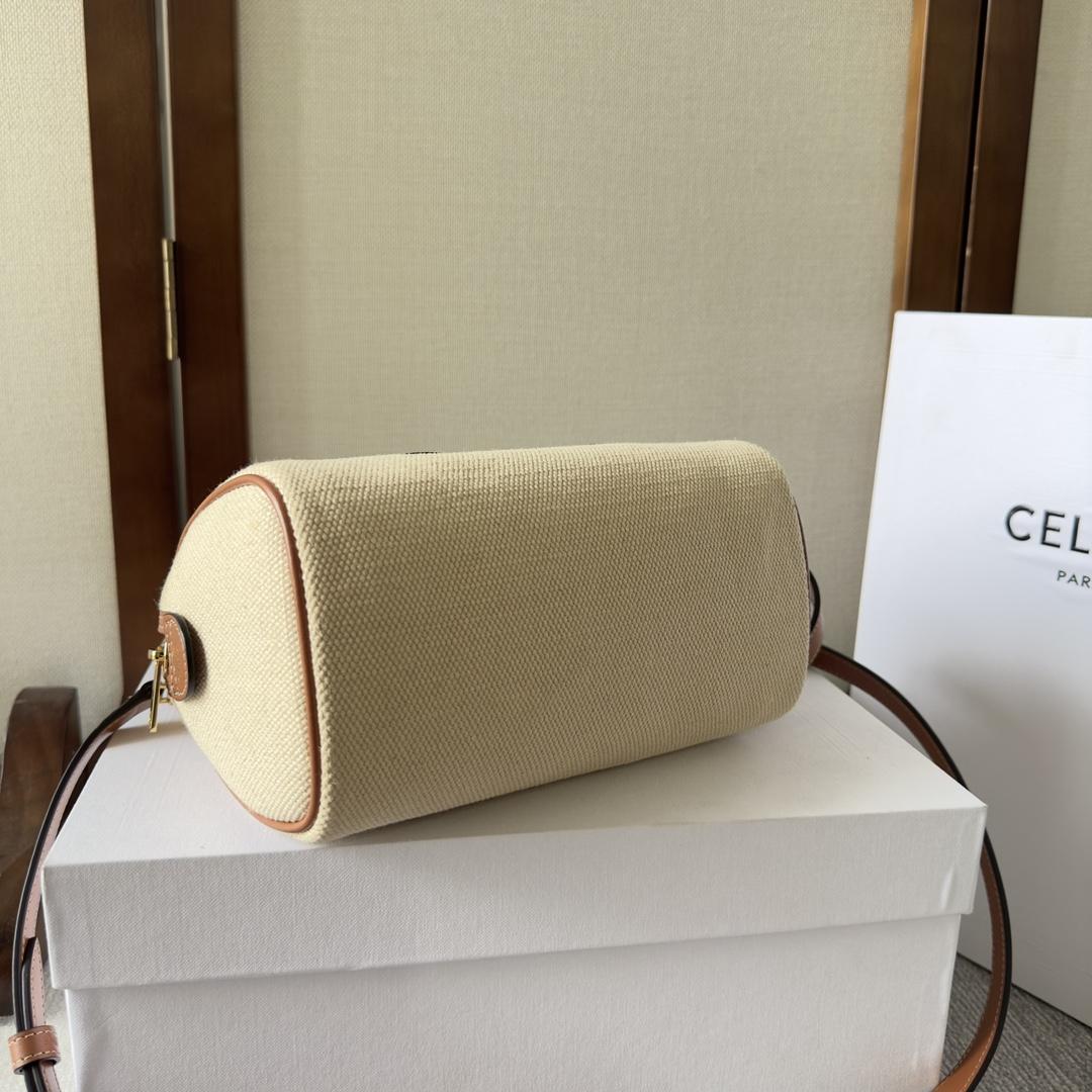Celine Small Boston Cuir Triomphe In Textile And Calfskin Natural/Tan - EUR FASHION
