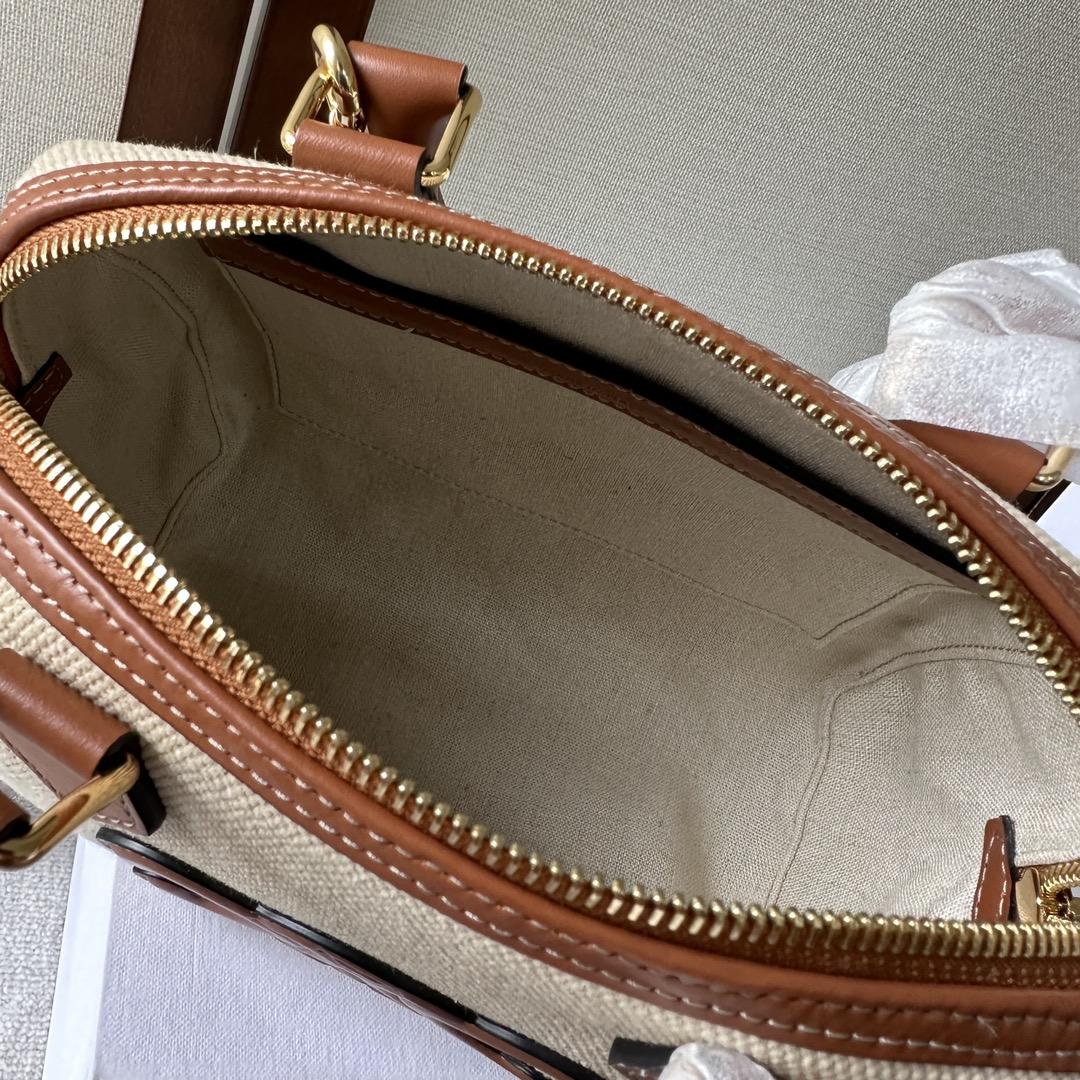 Celine Small Boston Cuir Triomphe In Textile And Calfskin Natural/Tan - EUR FASHION