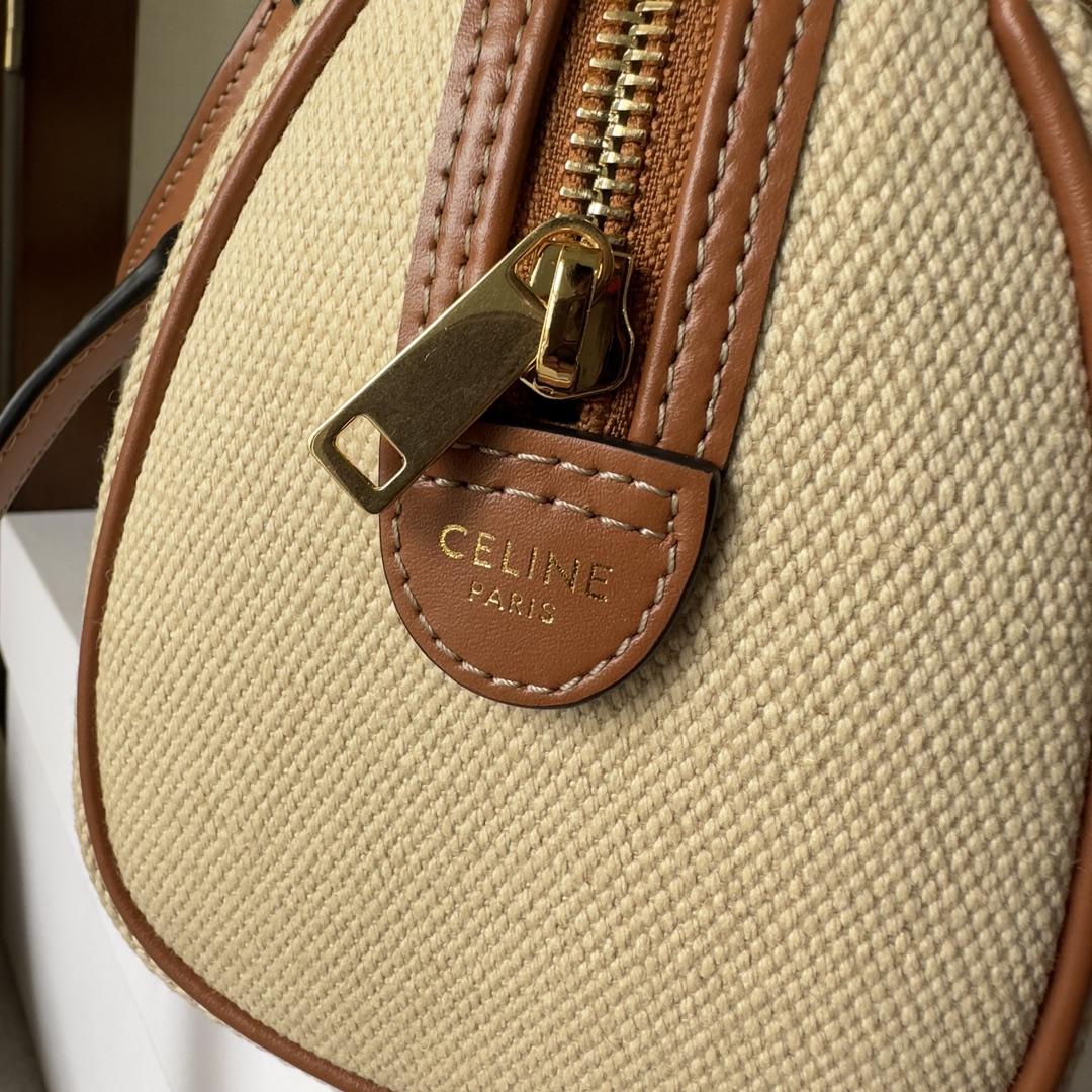 Celine Small Boston Cuir Triomphe In Textile And Calfskin Natural/Tan - EUR FASHION