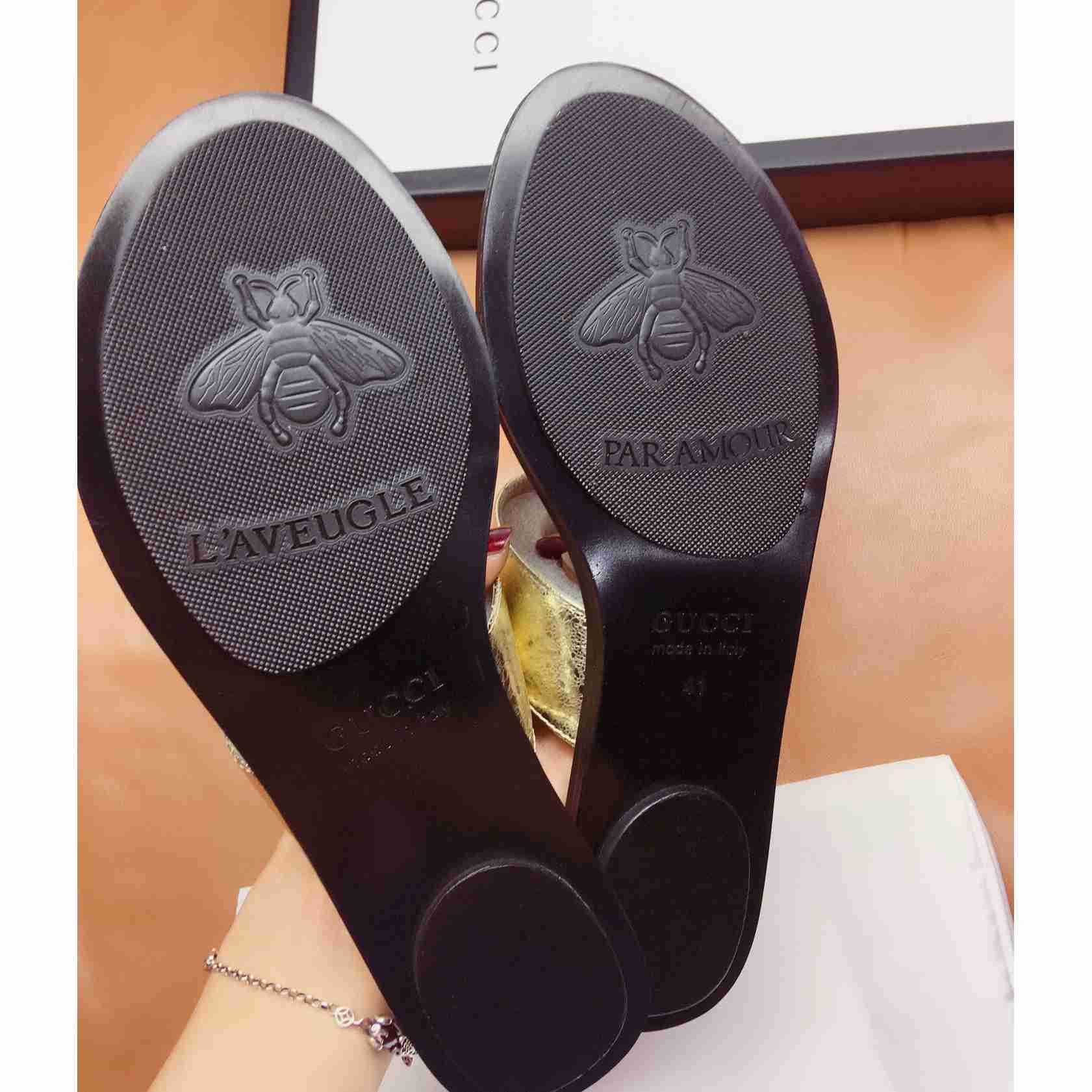Gucci Marmont Leather Platform Sandals - EUR FASHION