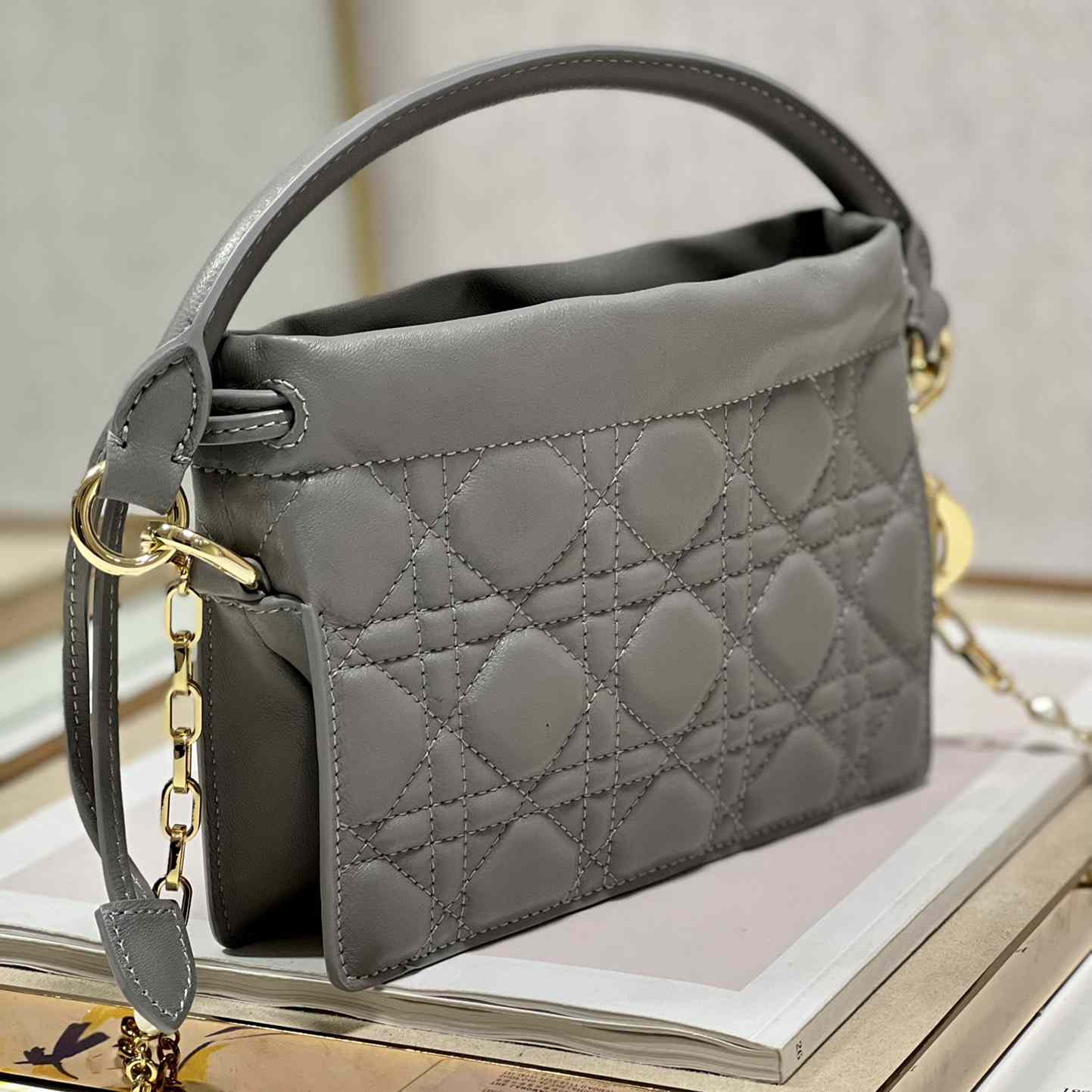 Dior Lady Dior Top Handle Drawstring Mini Bag - EUR FASHION