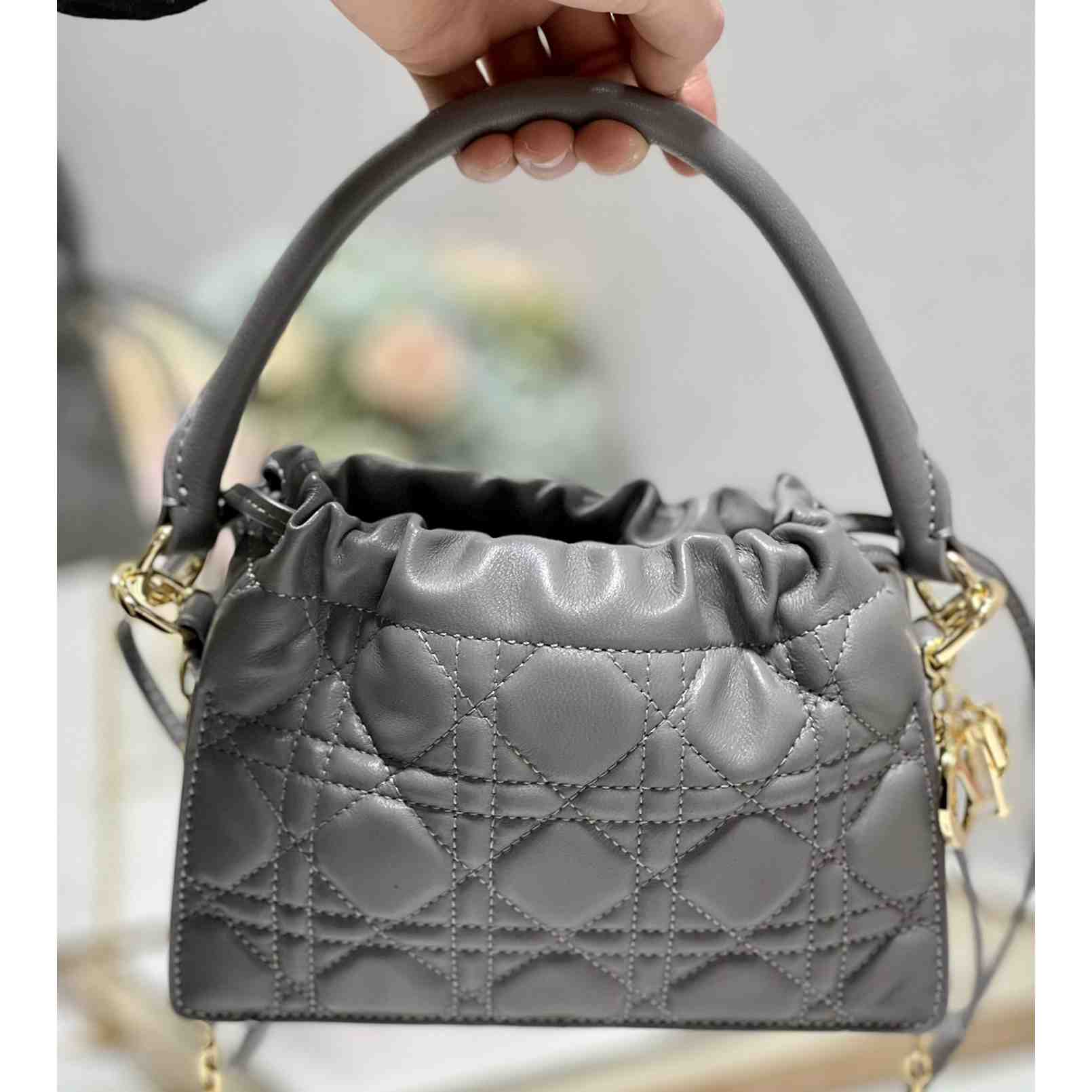 Dior Lady Dior Top Handle Drawstring Mini Bag - EUR FASHION