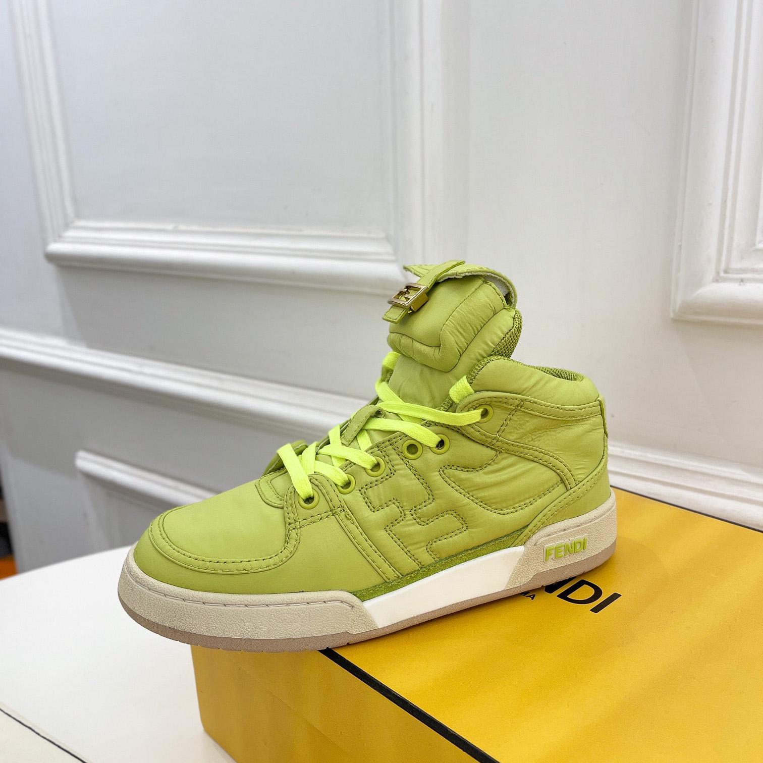 Fendi Match Acid Green Nylon High-Tops Sneaker - EUR FASHION