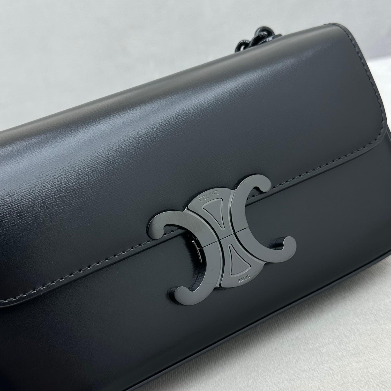Celine Chain Shoulder Bag Triomphe In Shiny Calfskin - EUR FASHION