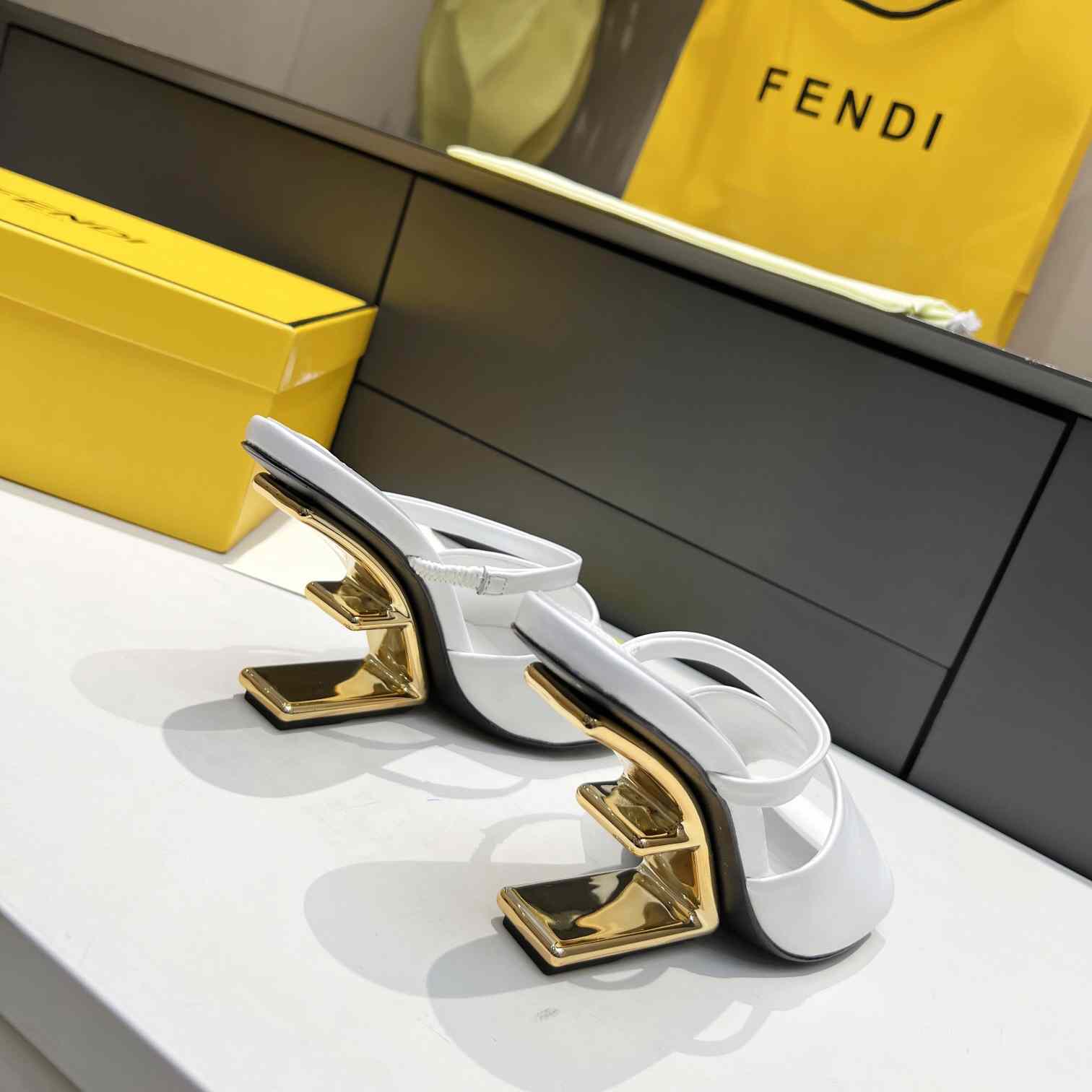Fendi First White Leather High-Heeled Sandals - EUR FASHION