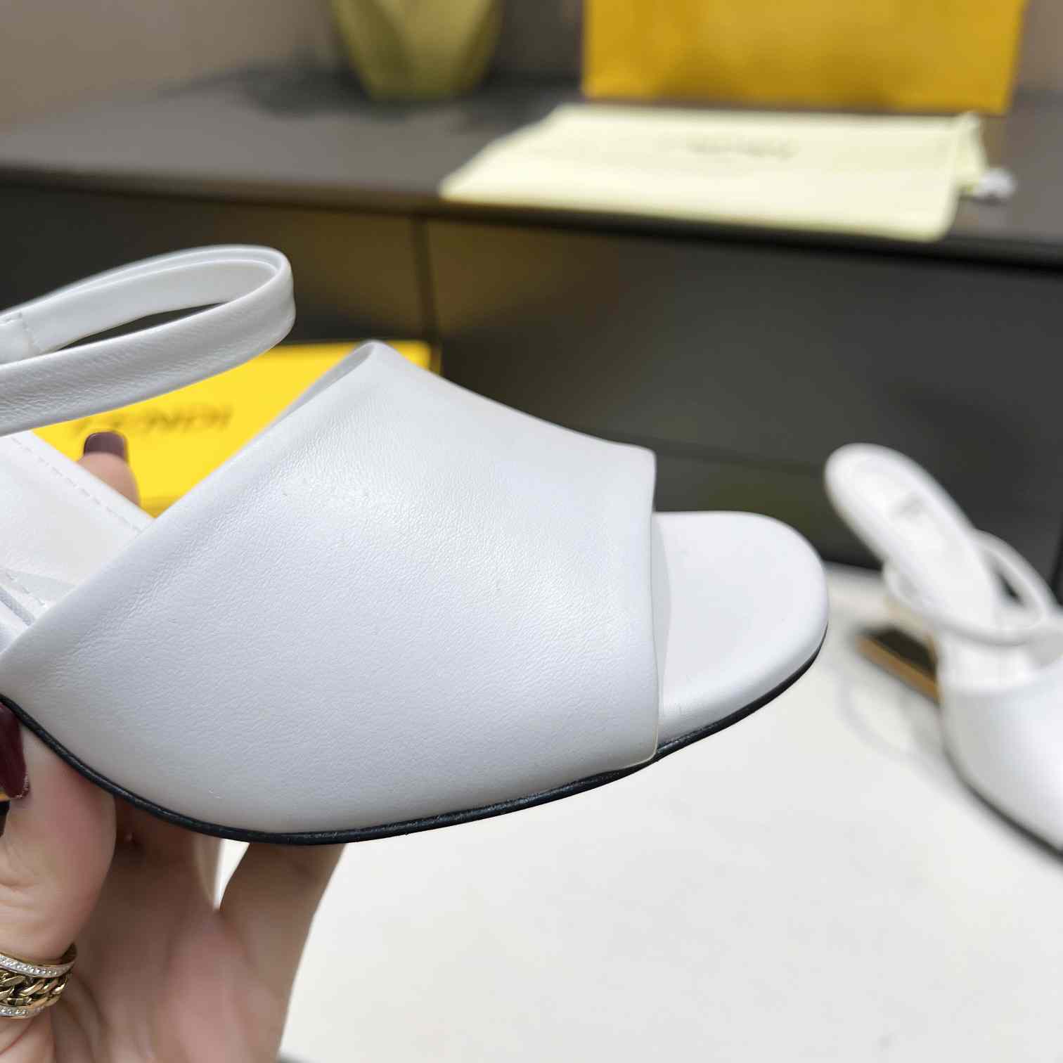 Fendi First White Leather High-Heeled Sandals - EUR FASHION