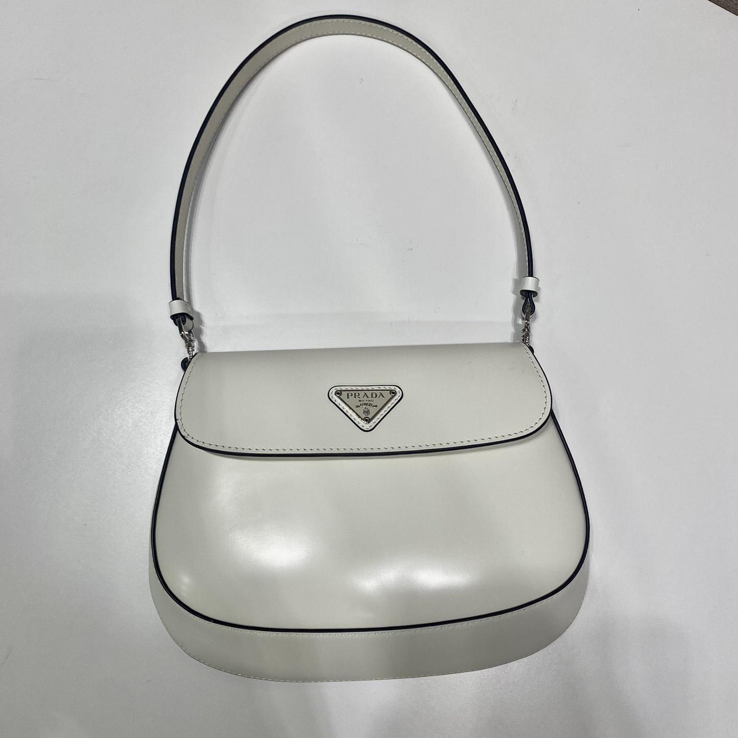 Prada Cleo Brushed Leather Shoulder Bag With Flap - EUR FASHION