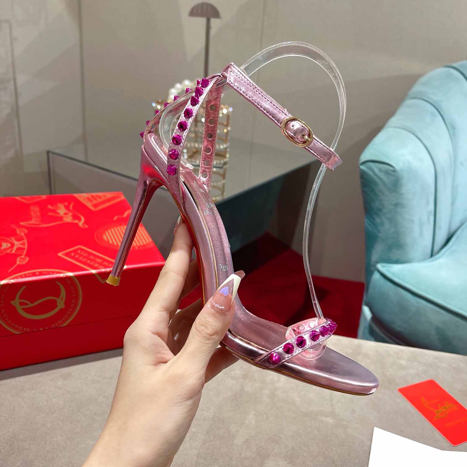 Christian Louboutin Nudes Rosalie Leather Sandals - EUR FASHION