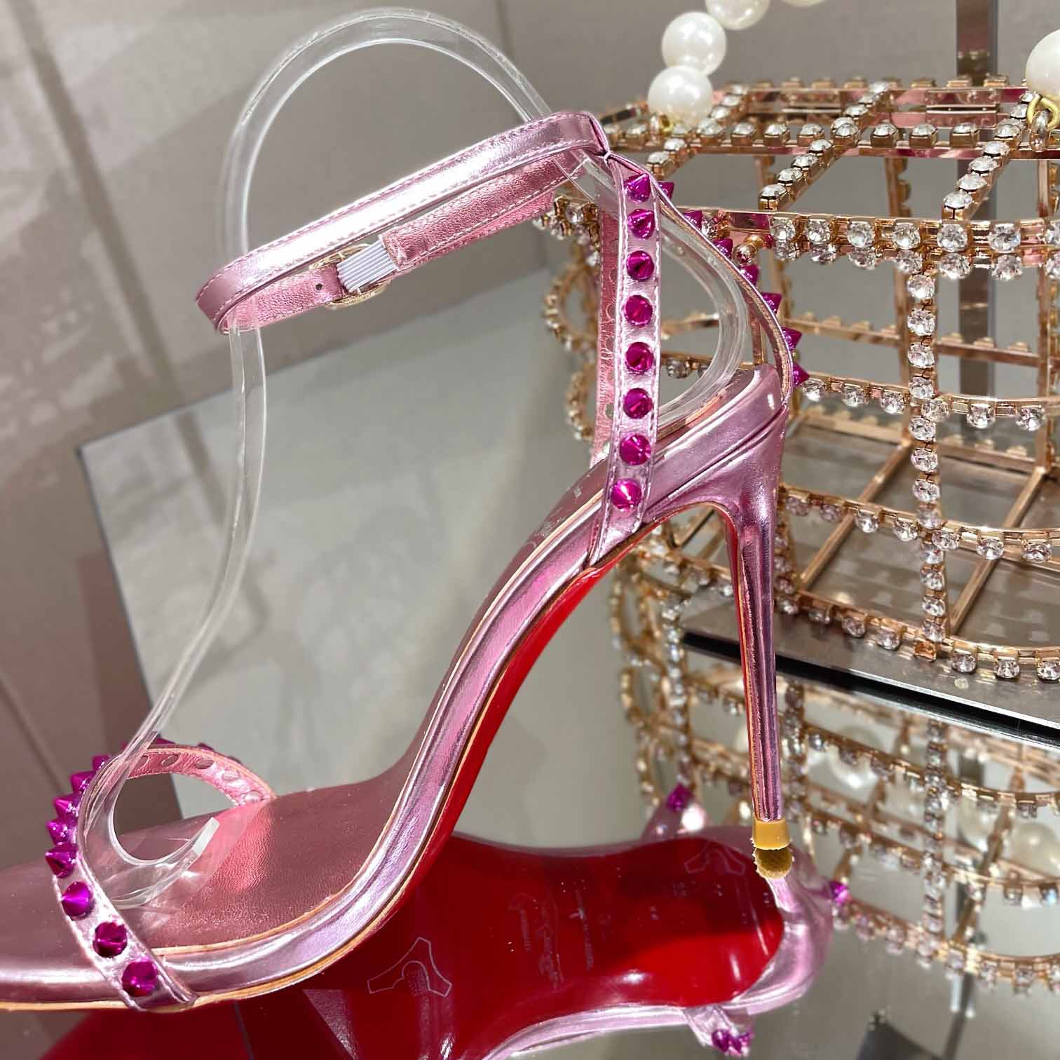 Christian Louboutin Nudes Rosalie Leather Sandals - EUR FASHION