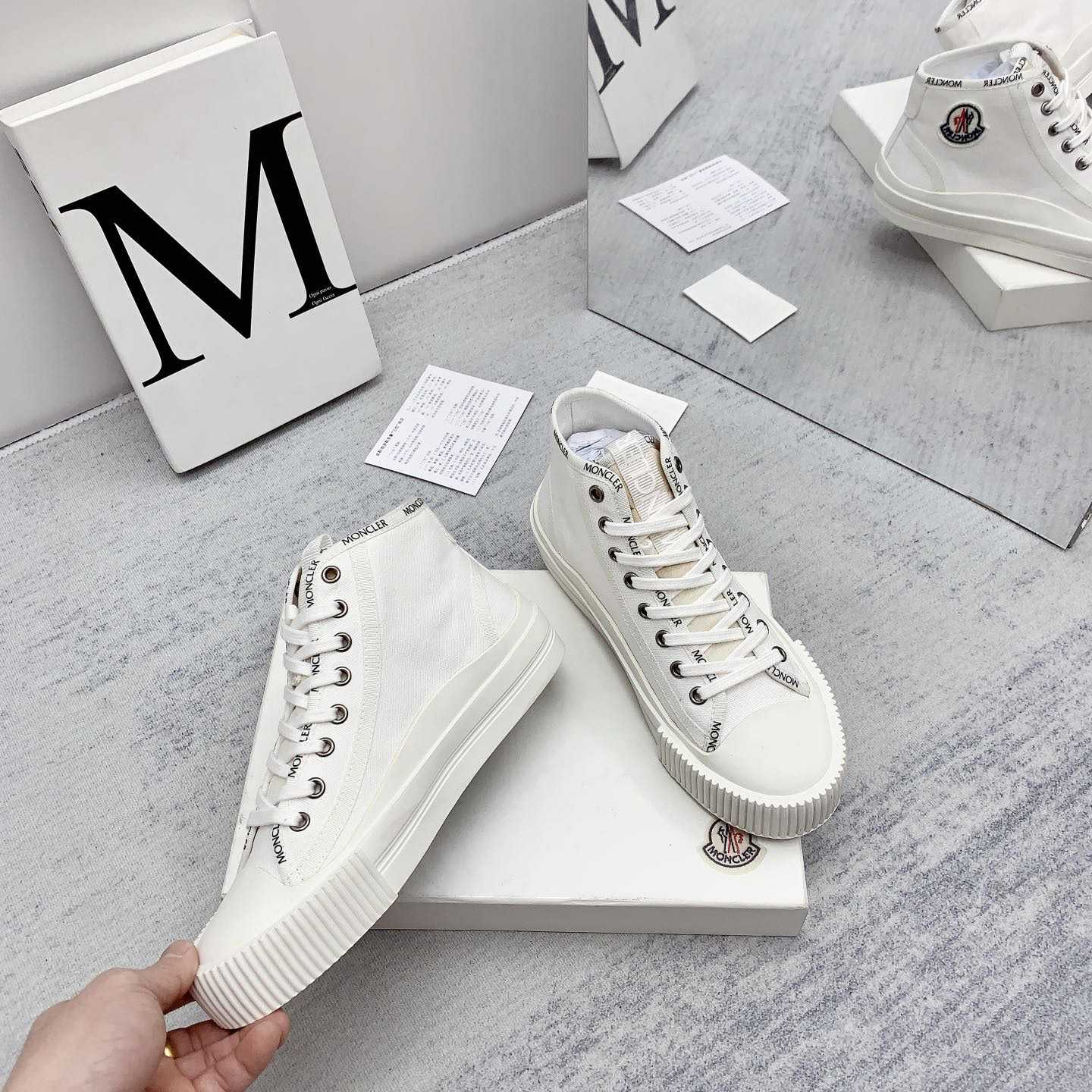 Moncler White Lissex Sneakers - EUR FASHION