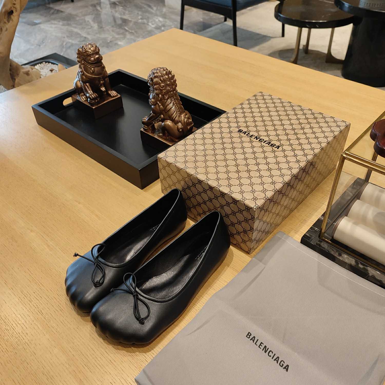 Balenciaga Women's Black Fetish Ballerina Flats - EUR FASHION