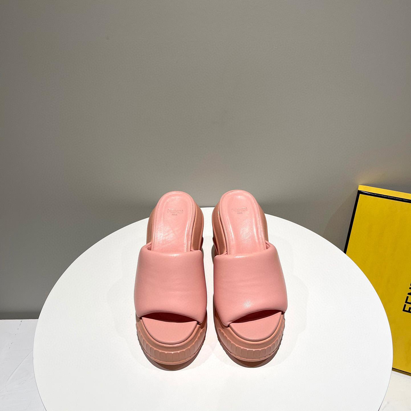 Fendi Fashion Show Pink Nappa Leather Slides - EUR FASHION