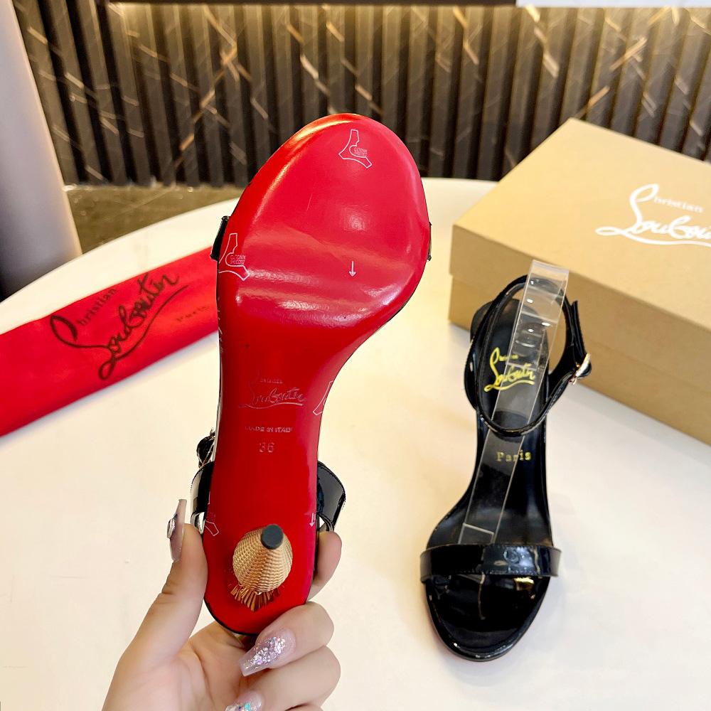 Christian Louboutin Lipqueen 105 Patent Leather Sandals - EUR FASHION