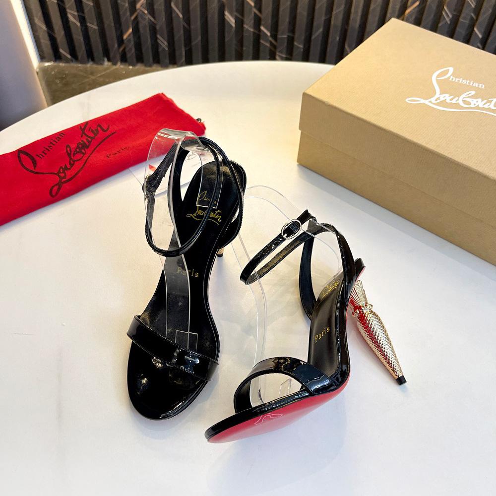 Christian Louboutin Lipqueen 105 Patent Leather Sandals - EUR FASHION