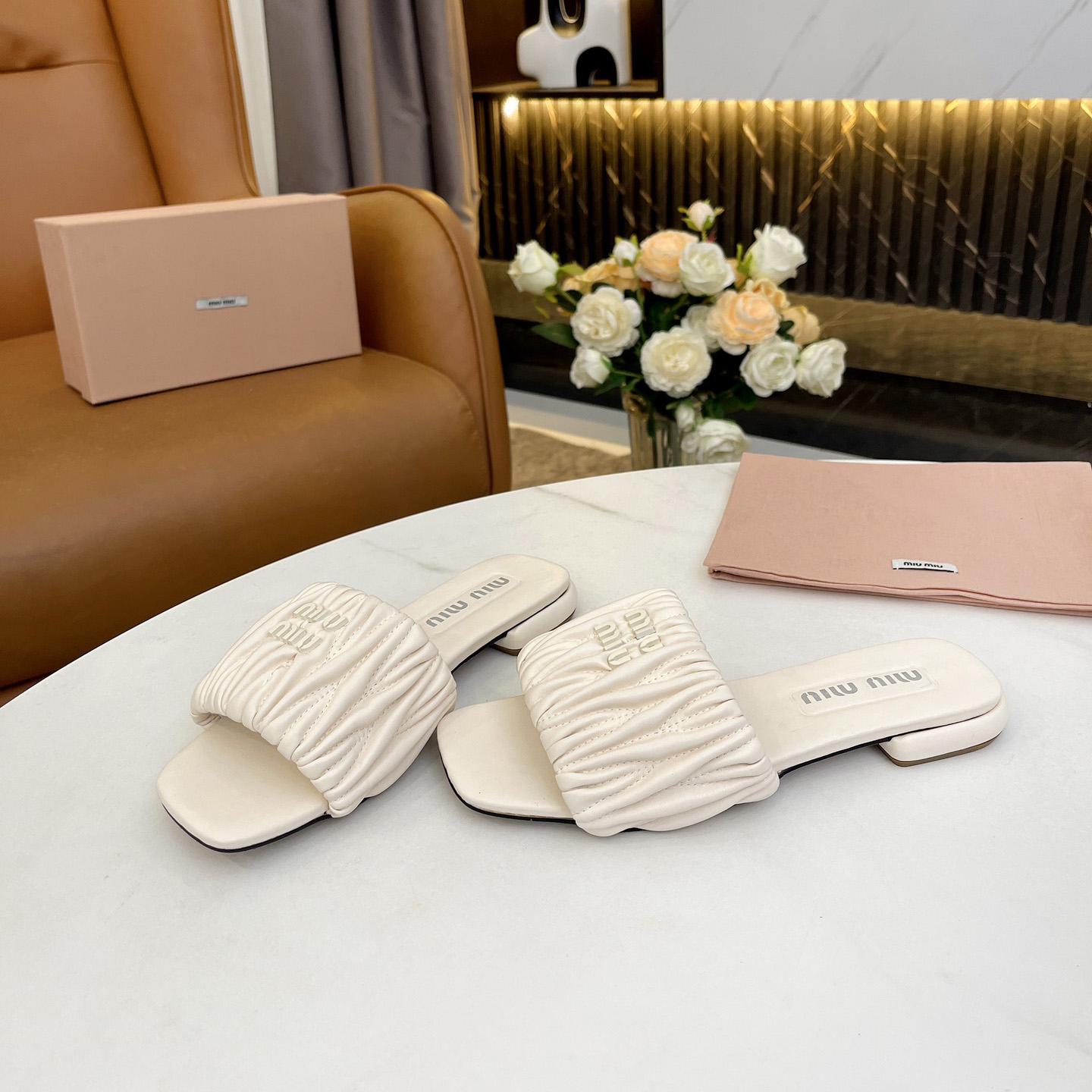 Miu Miu Matelassé Nappa Leather Slides - EUR FASHION