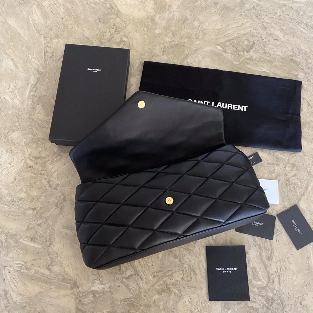 Saint Laurent Sade Puffer Quilted Leather Clutch In Black  - EUR FASHION