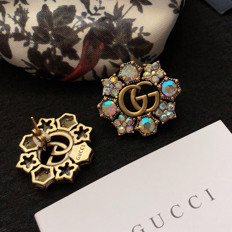 Gucci Double G Crystal Flowers Earrings - EUR FASHION