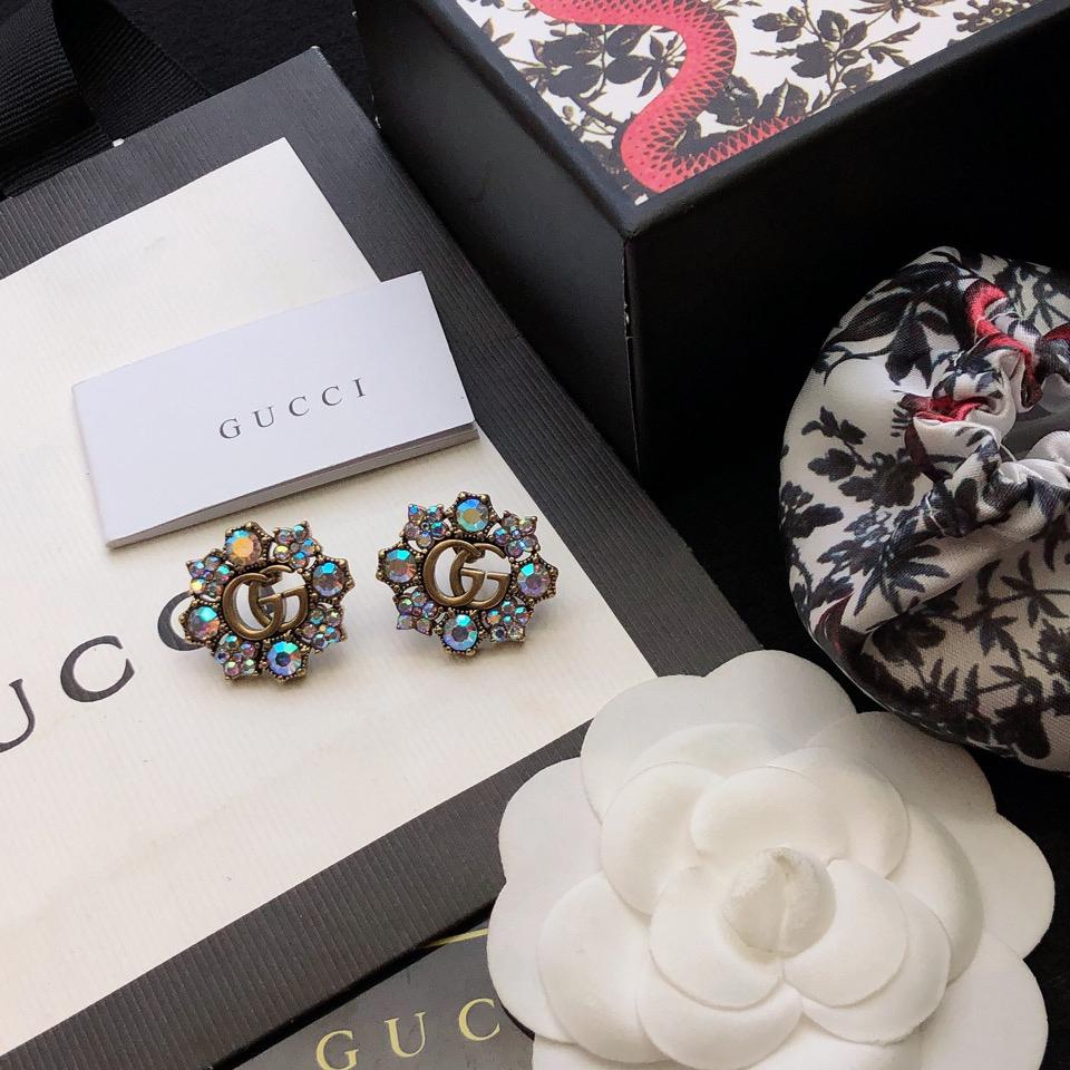 Gucci Double G Crystal Flowers Earrings - EUR FASHION