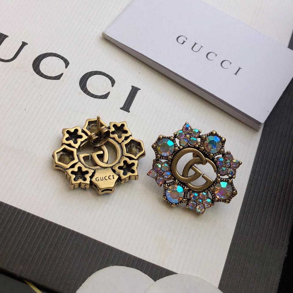 Gucci Double G Crystal Flowers Earrings - EUR FASHION