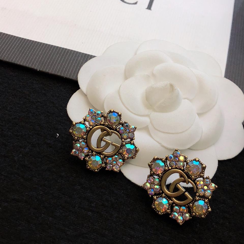 Gucci Double G Crystal Flowers Earrings - EUR FASHION