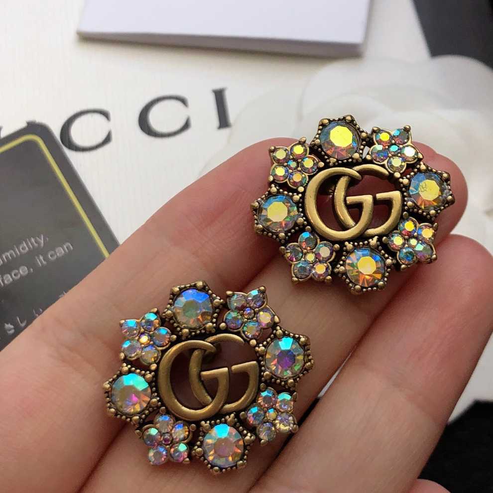Gucci Double G Crystal Flowers Earrings - EUR FASHION