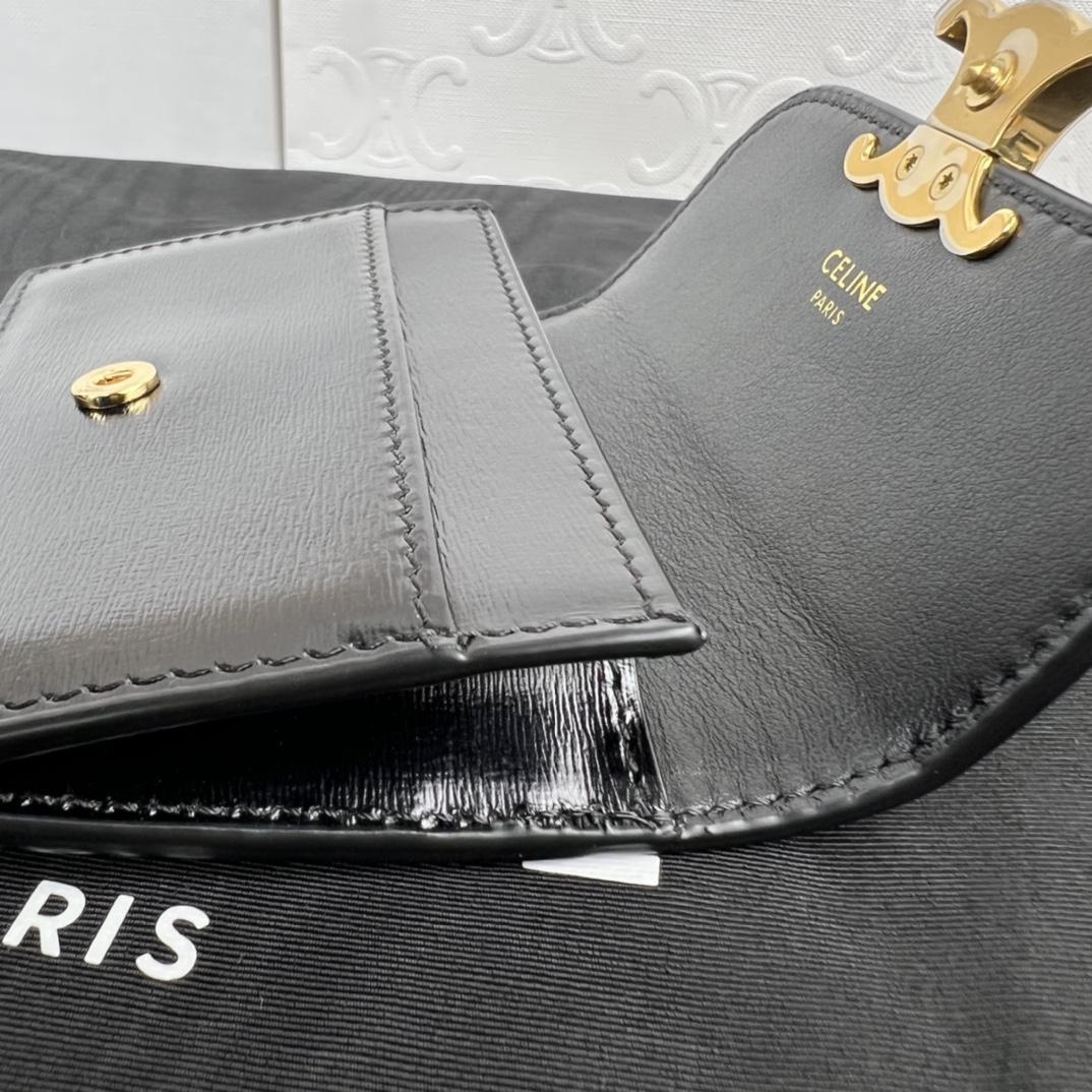 Celine Compact Wallet With Coin Triomphe In Shiny Calfskin - EUR FASHION
