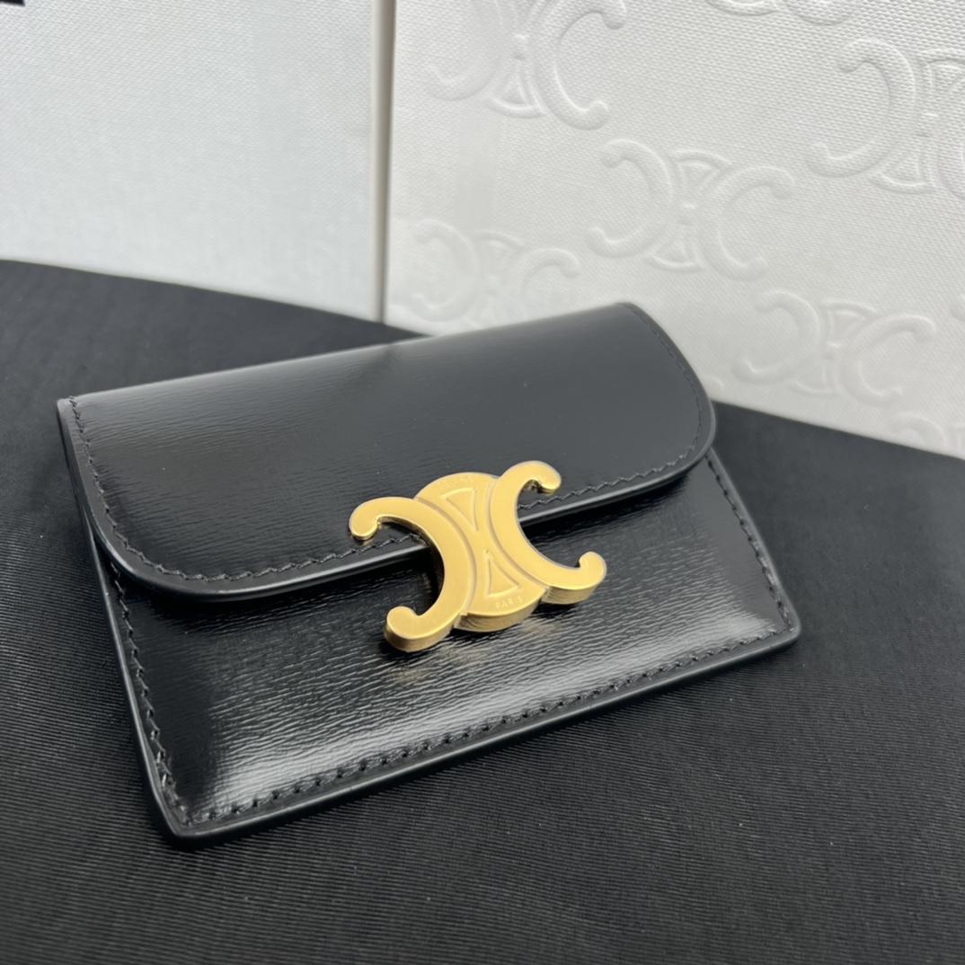 Celine Compact Wallet With Coin Triomphe In Shiny Calfskin - EUR FASHION
