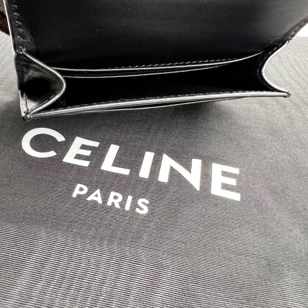 Celine Compact Wallet With Coin Triomphe In Shiny Calfskin - EUR FASHION