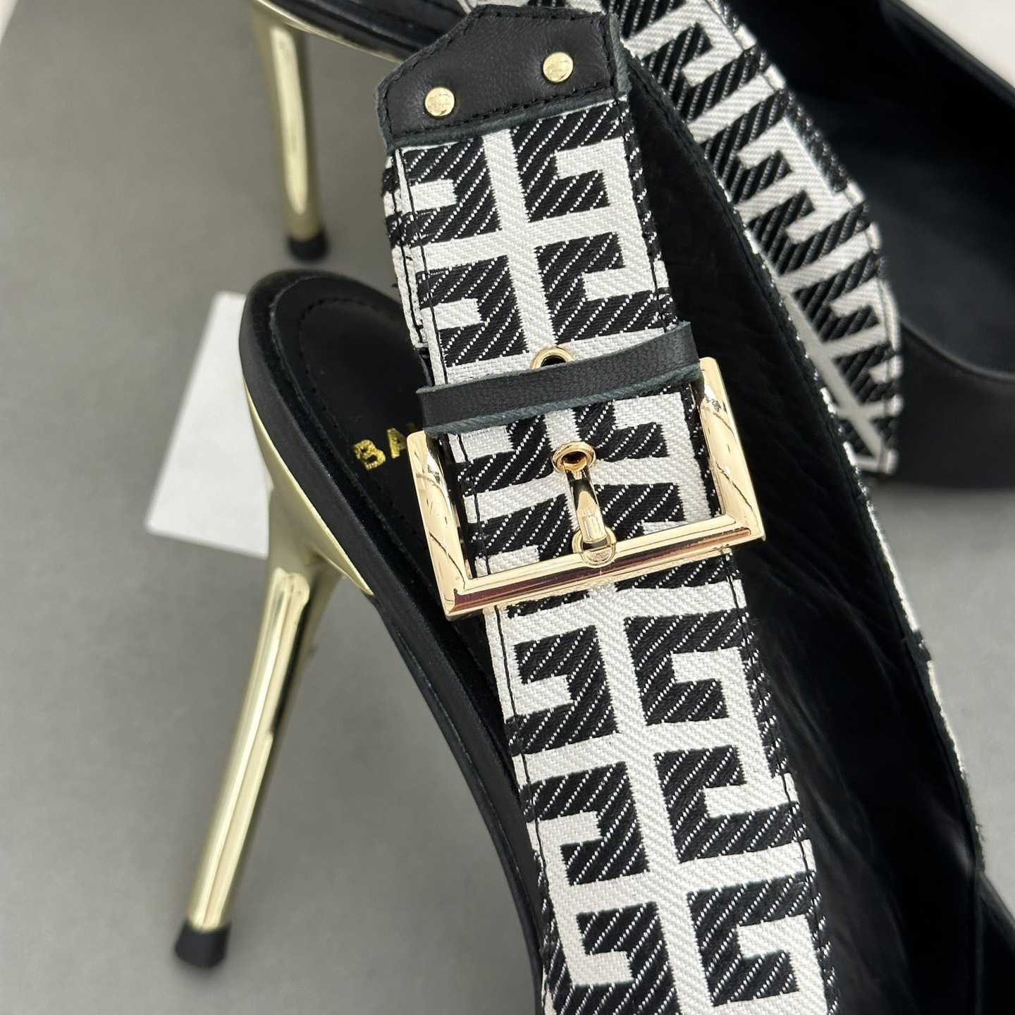 Balmain Ruby Monogrammed Leather Slingbacks - EUR FASHION