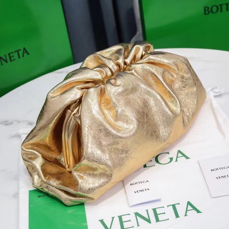 Bottega Veneta Metallic Leather Pouch Clutch Bag(38-20-8.5cm) - EUR FASHION