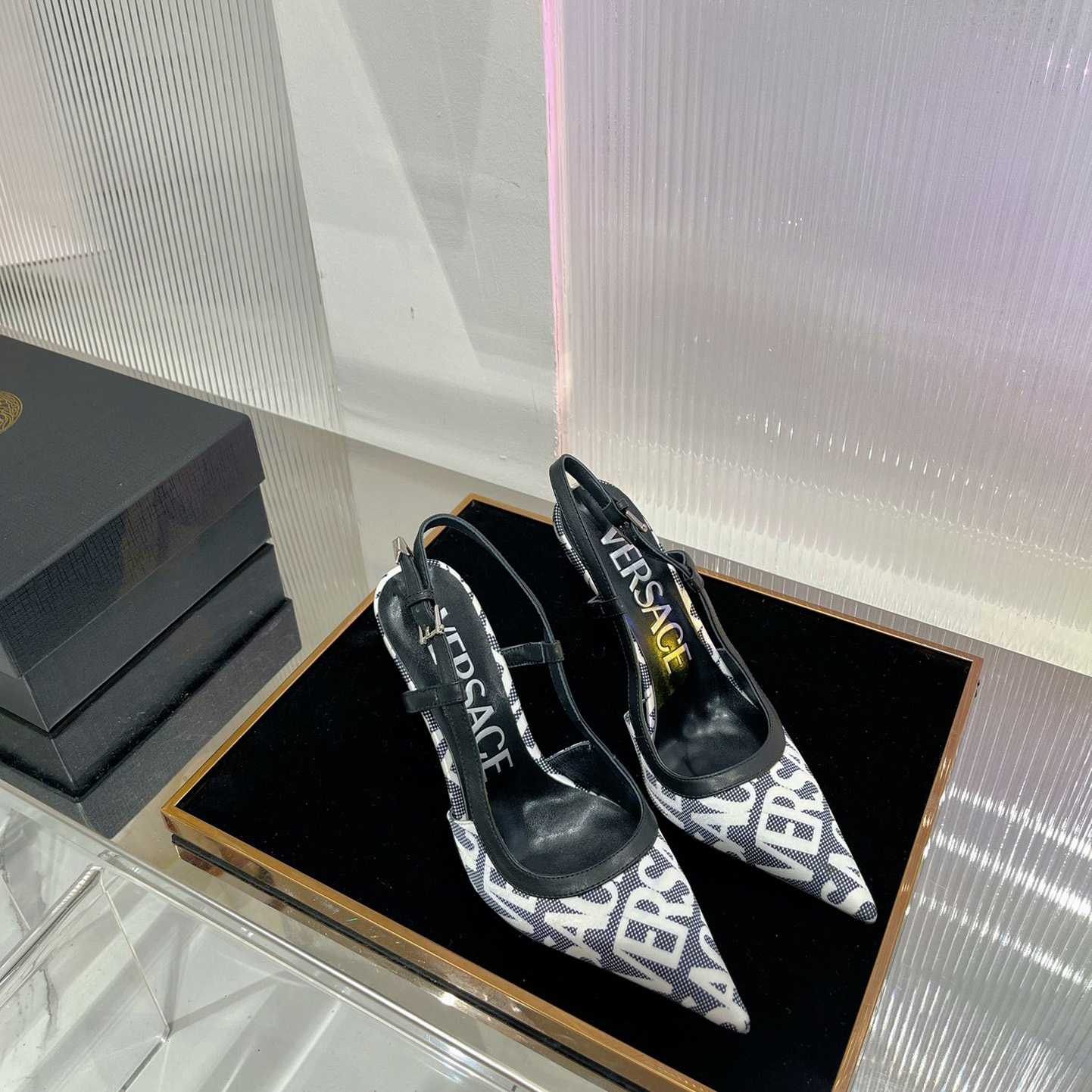 Versace Logo-jacquard 110mm Slingback Pumps - EUR FASHION