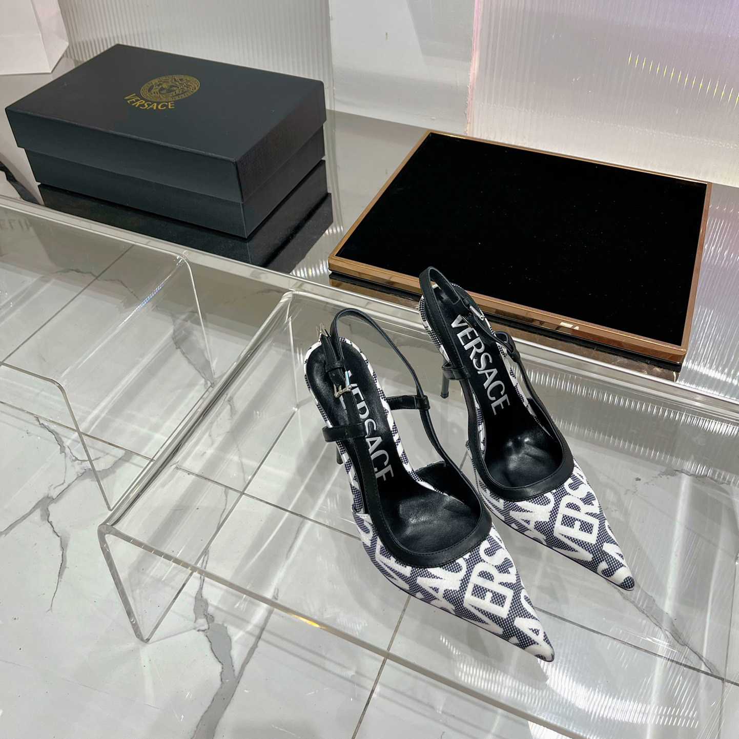 Versace Logo-jacquard 110mm Slingback Pumps - EUR FASHION