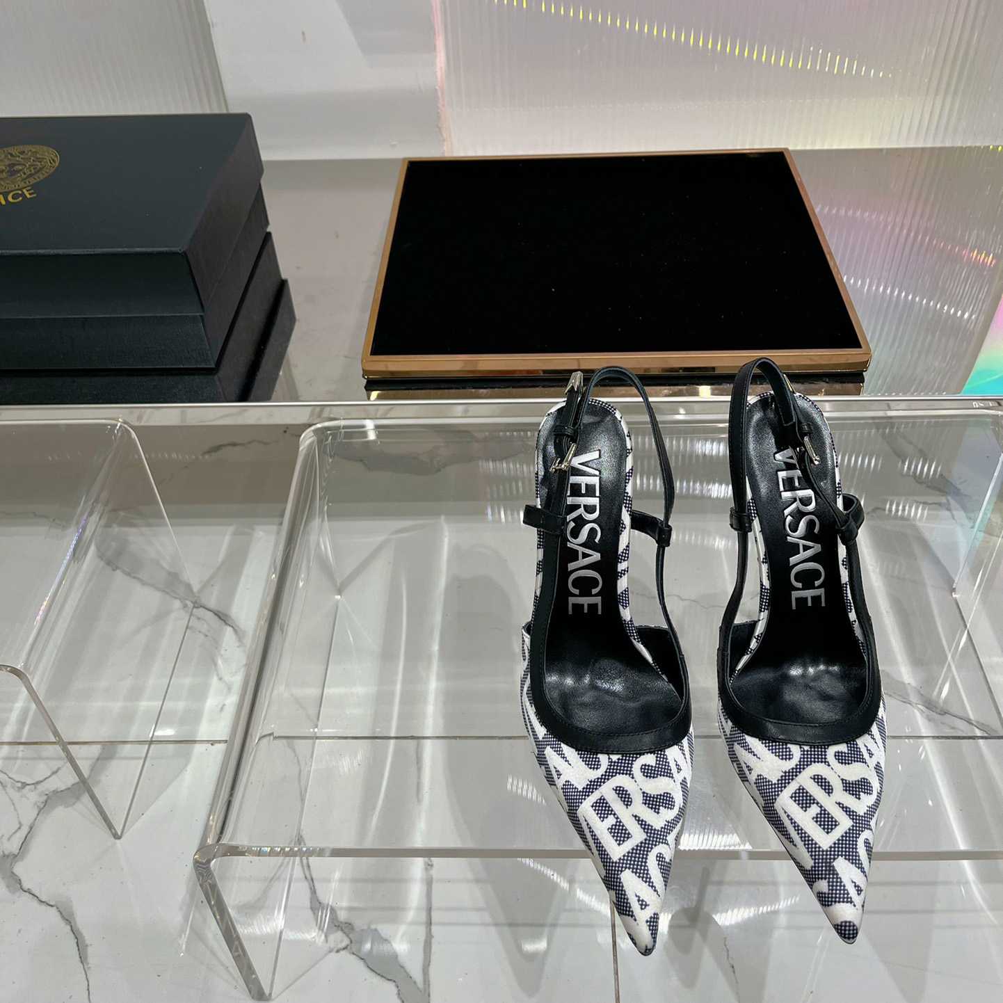 Versace Logo-jacquard 110mm Slingback Pumps - EUR FASHION