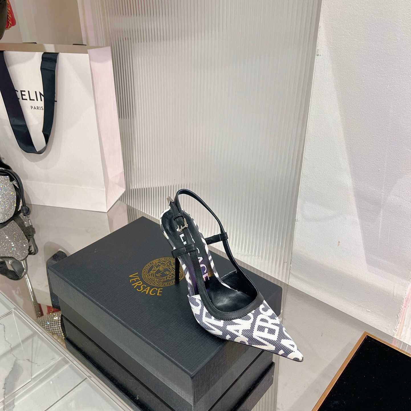 Versace Logo-jacquard 110mm Slingback Pumps - EUR FASHION