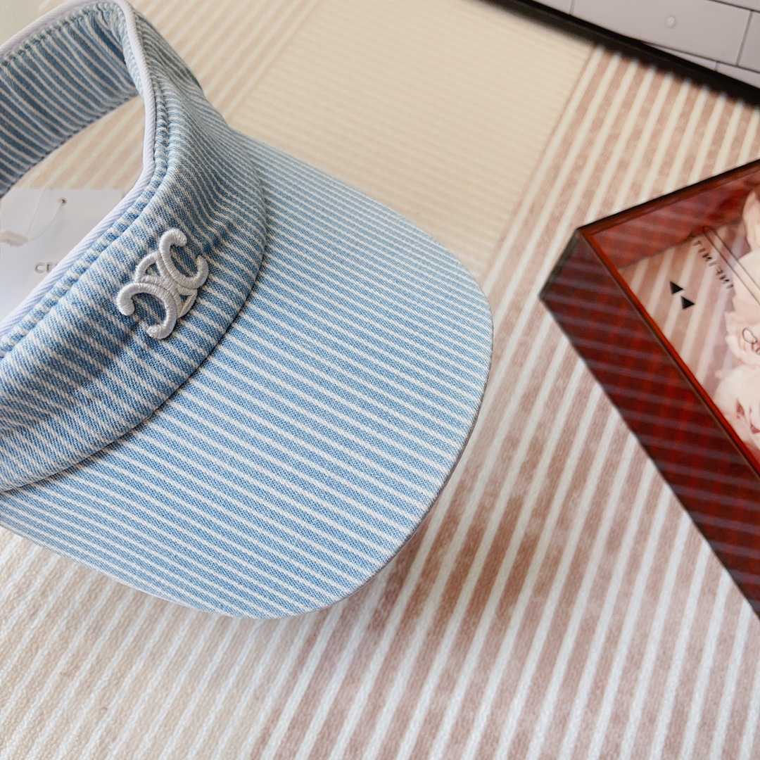 Celine Triomphe Visor In Hickory Cotton Wave Wash  - EUR FASHION