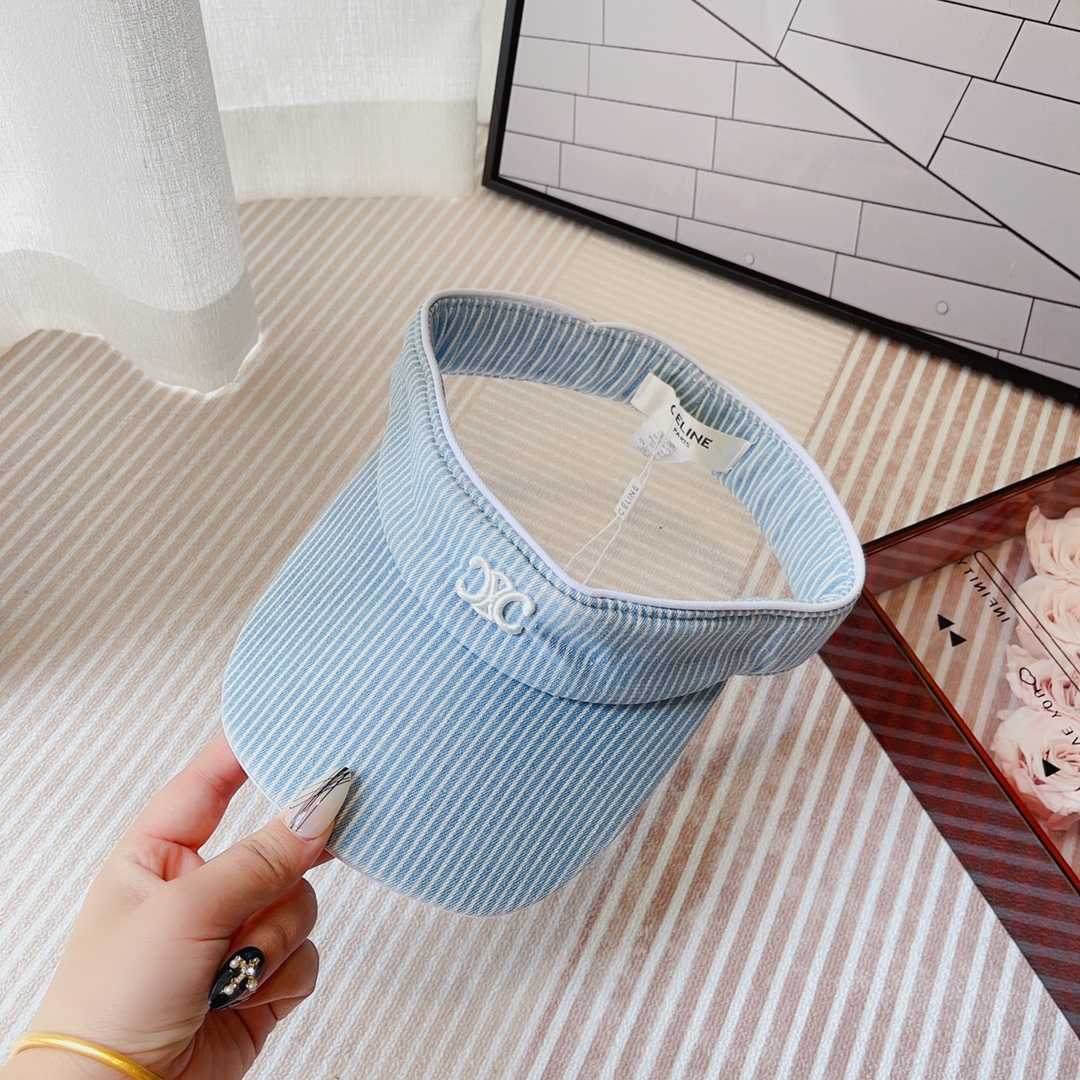 Celine Triomphe Visor In Hickory Cotton Wave Wash  - EUR FASHION
