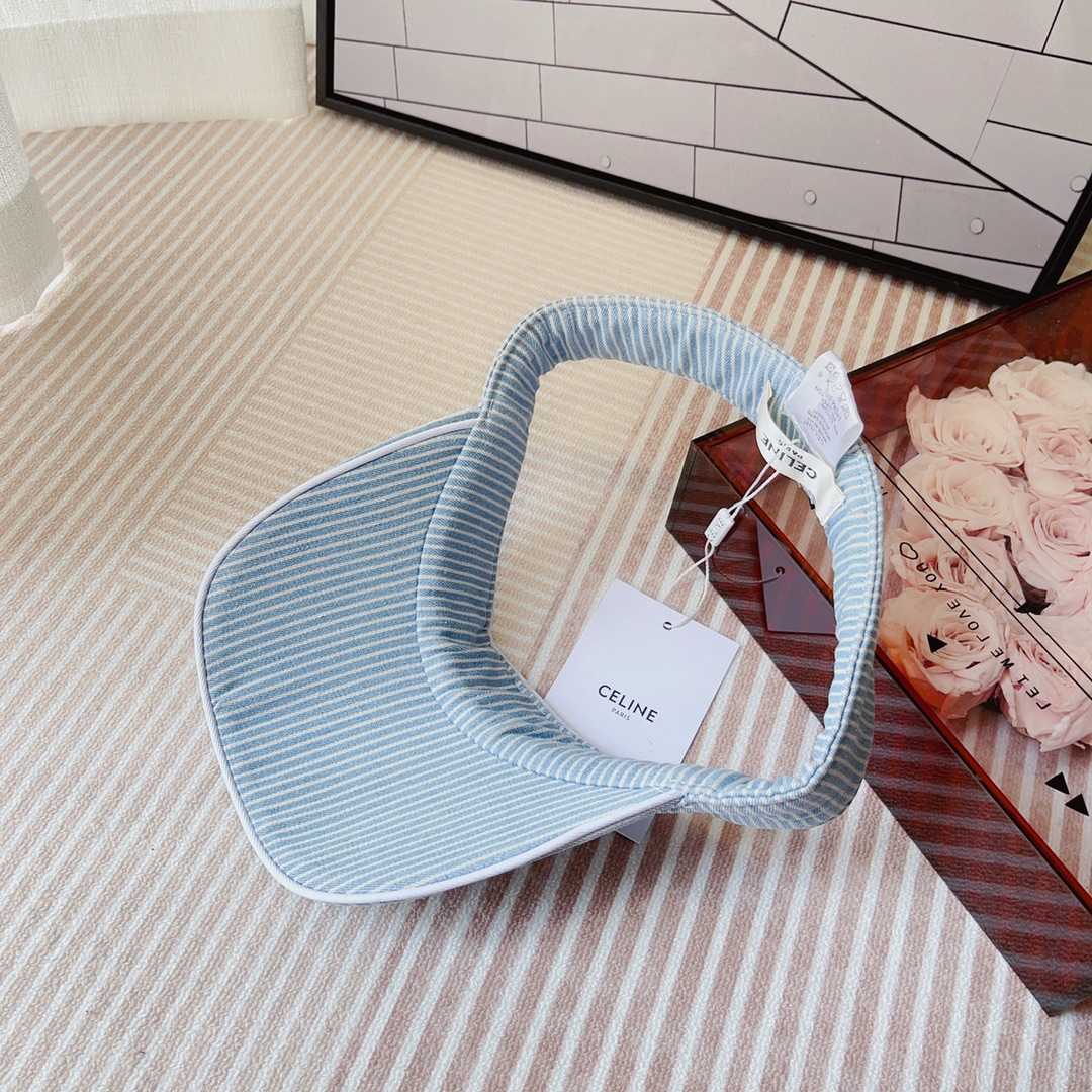Celine Triomphe Visor In Hickory Cotton Wave Wash  - EUR FASHION