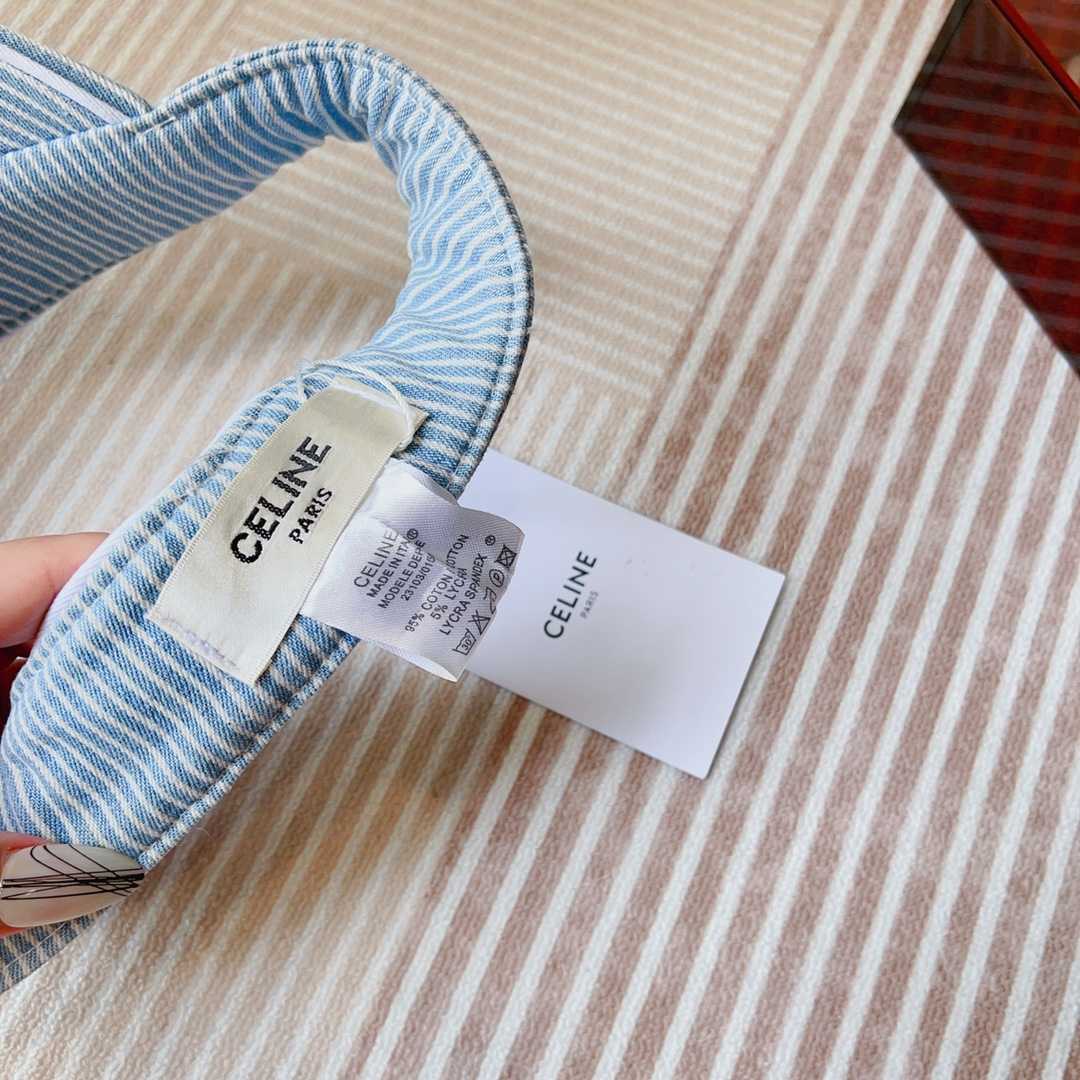 Celine Triomphe Visor In Hickory Cotton Wave Wash  - EUR FASHION