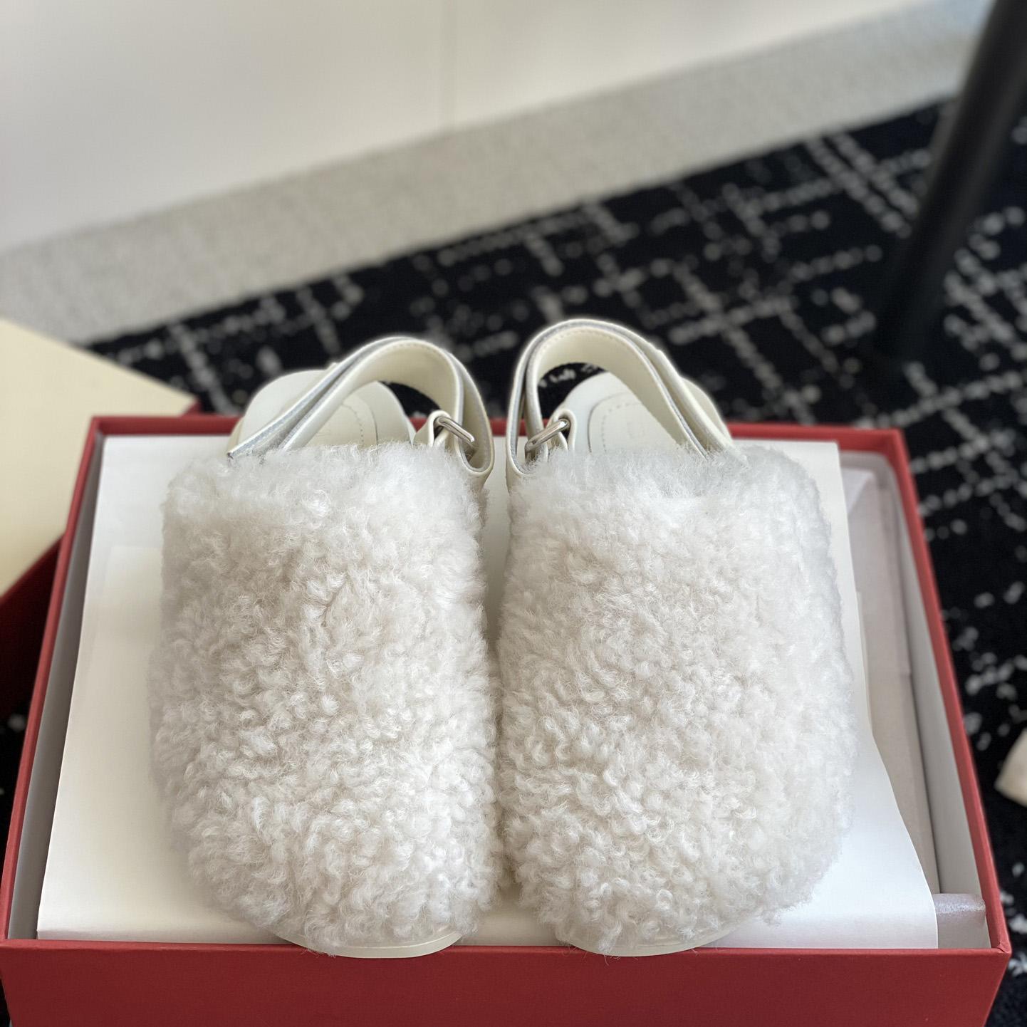Marni White Shearling Sabot - EUR FASHION