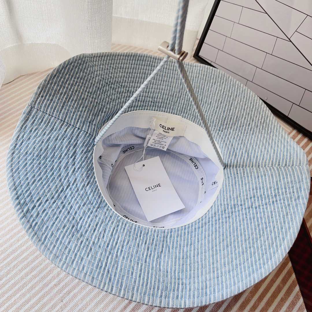 Celine  Walking Hat In Striped Cotton Indigo/ White - EUR FASHION