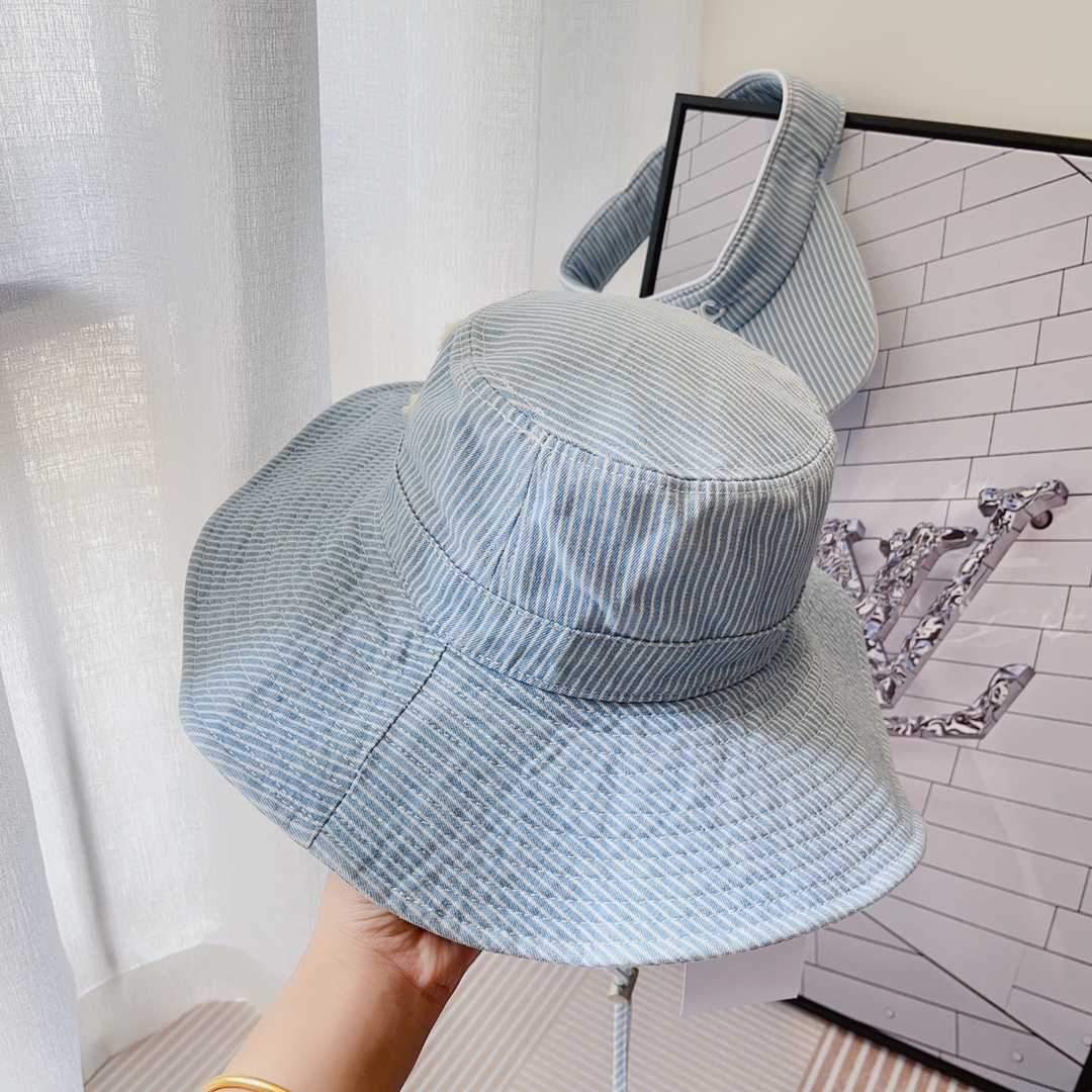 Celine  Walking Hat In Striped Cotton Indigo/ White - EUR FASHION