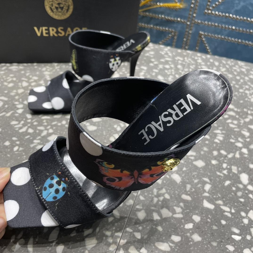 Versace Butterflies Canvas High Heel Mules - EUR FASHION