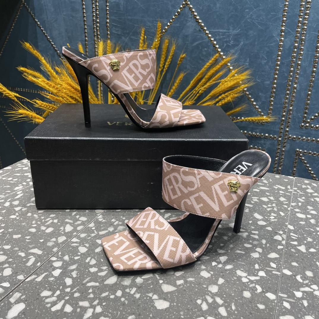 Versace Allover High Heel Mules - EUR FASHION
